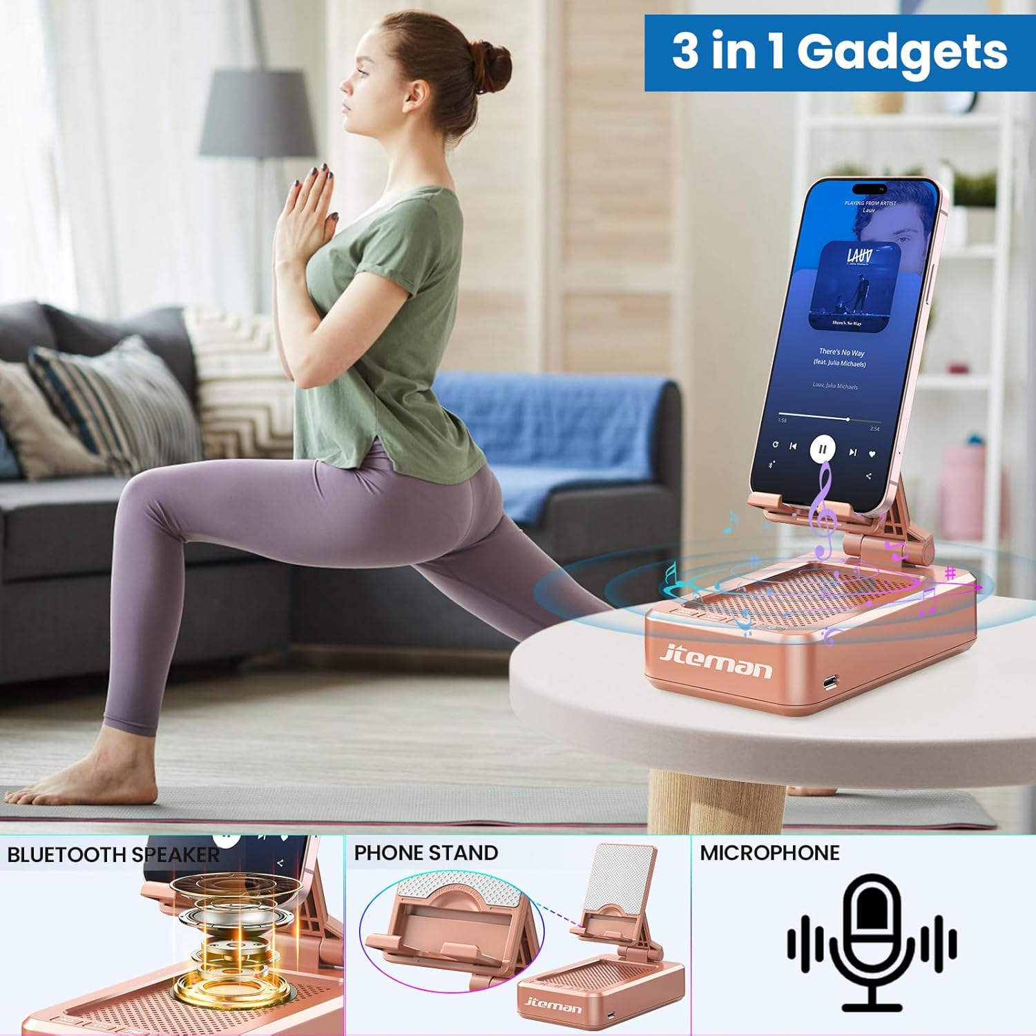 Thumbnail 1 de JTEMAN Cell Phone Stand with Bluetooth Speaker