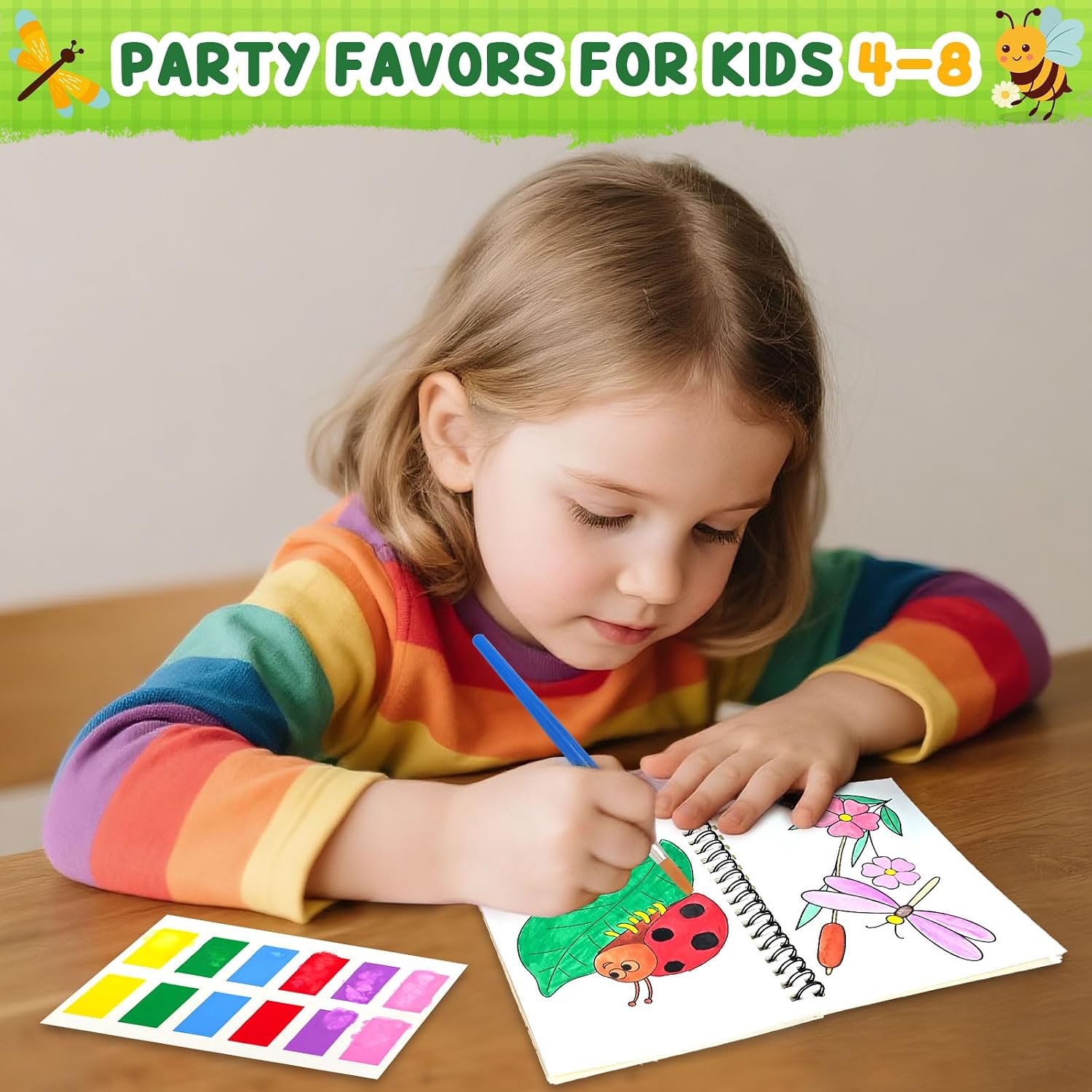 Detalle de ZMLM Libri da Colorare Gadget Compleanno per Bambini, 48 Mini Libri ad Acqua con 8 Temi – Regali Pronti da Consegnare