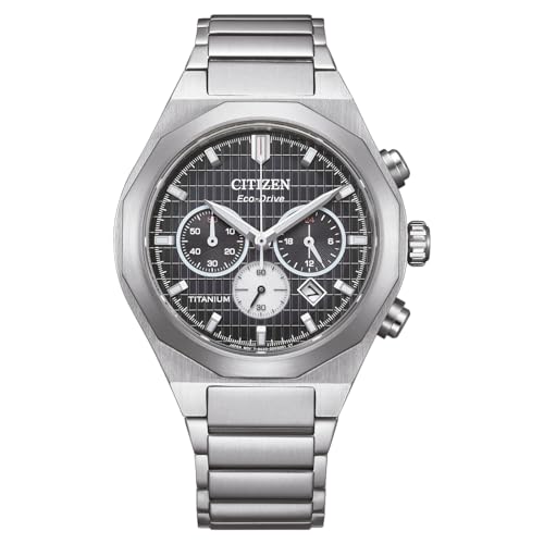 Detalle de Citizen Orologio da uomo Zenshin Senkei: cronografo solare in titanio con stile sobrio e affidabile