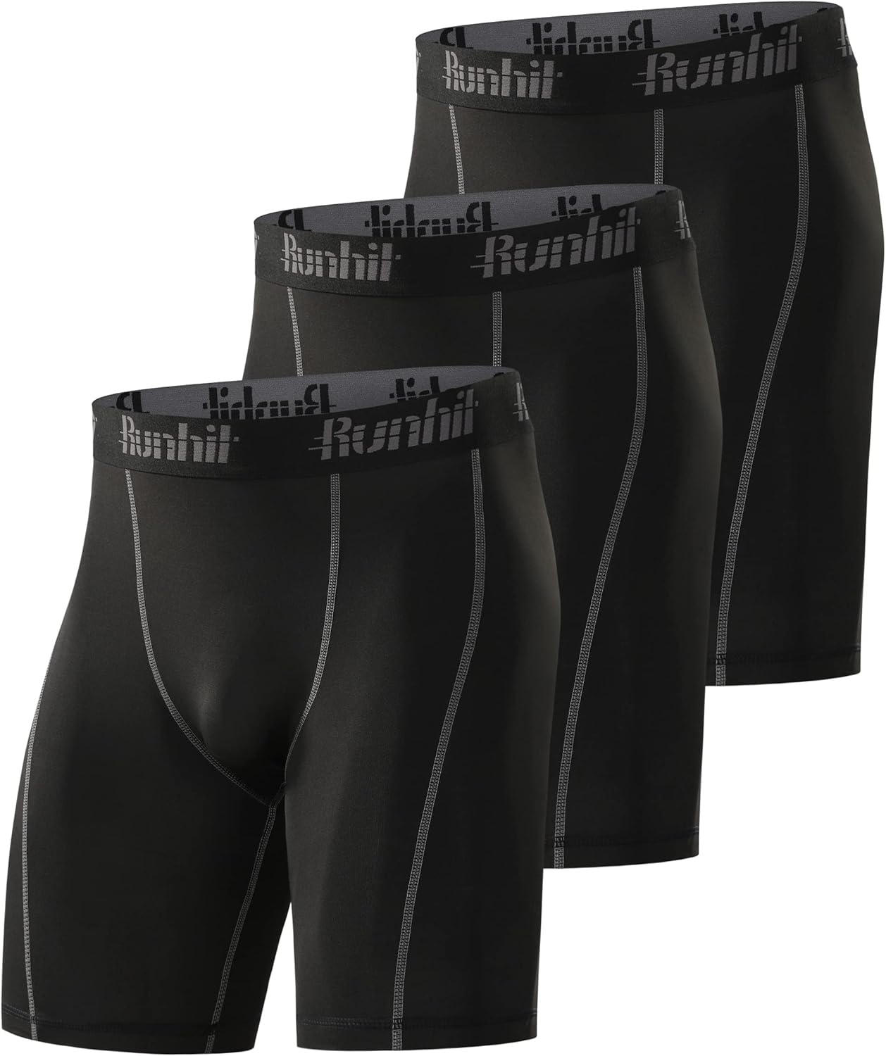 Detalle de Runhit 3 Pack Compression Shorts for Men – Base Layer Sports Underwear