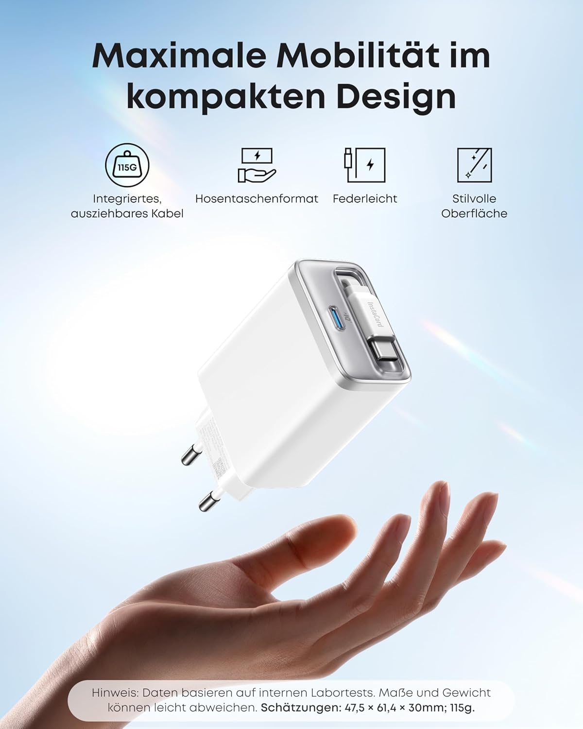 Thumbnail 2 de Anker Nano 35W USB-C Ladegerät mit integriertem InstaCord-Kabel – kompakt, zuverlässig, für iPhone 17/16/15 Serie