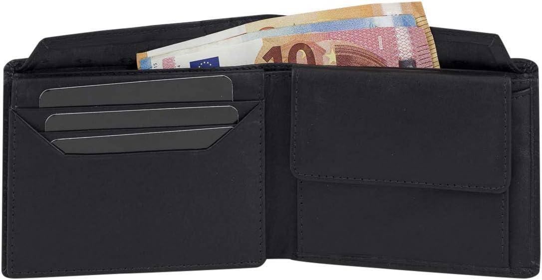 Detalle 2 de LEAS Geldbörse Herren extra dünn mit RFID-Schutz – Echtleder, 3 Scheinfächer, Schwarz