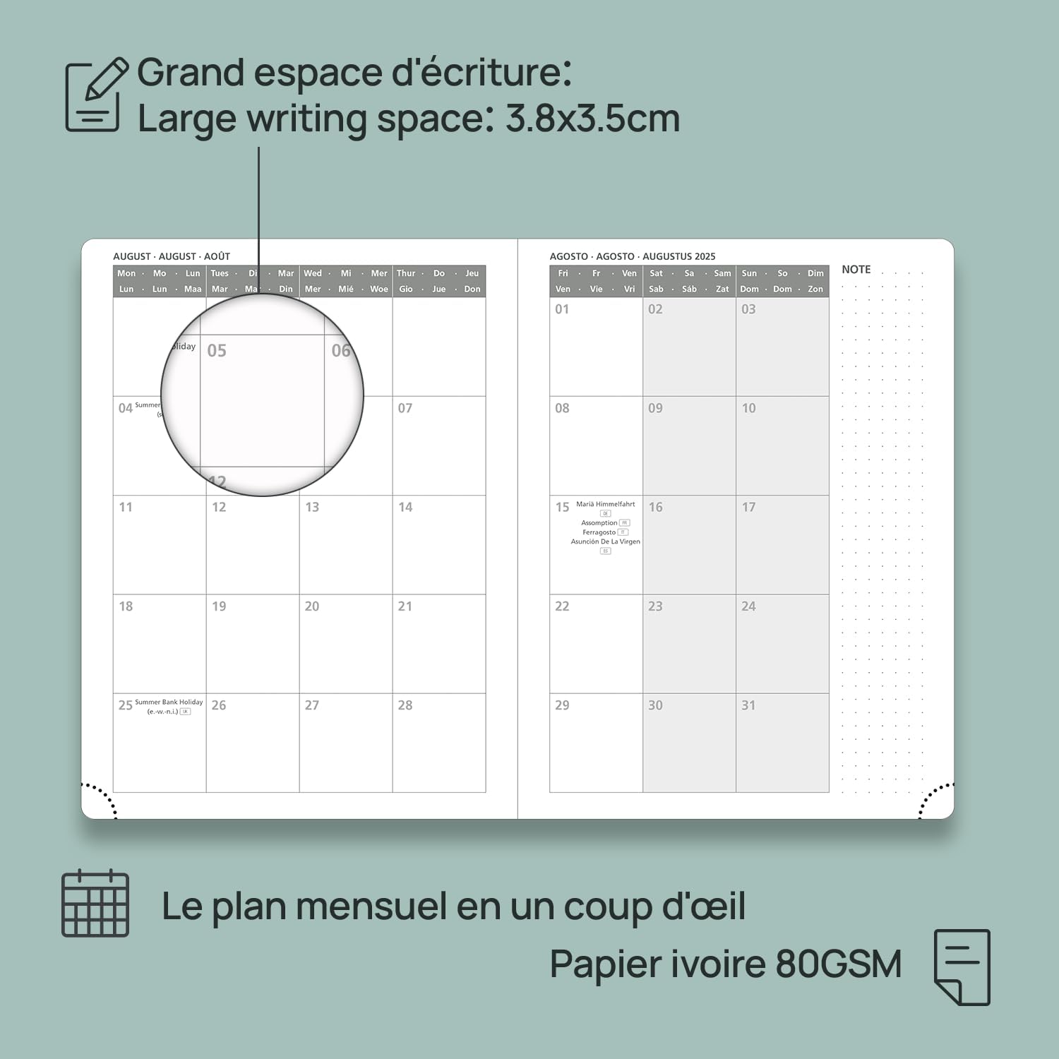 Detalle 2 de POPRUN Agenda 2025-2026 Semainier Vertical 22x16,5cm đź’Ľ