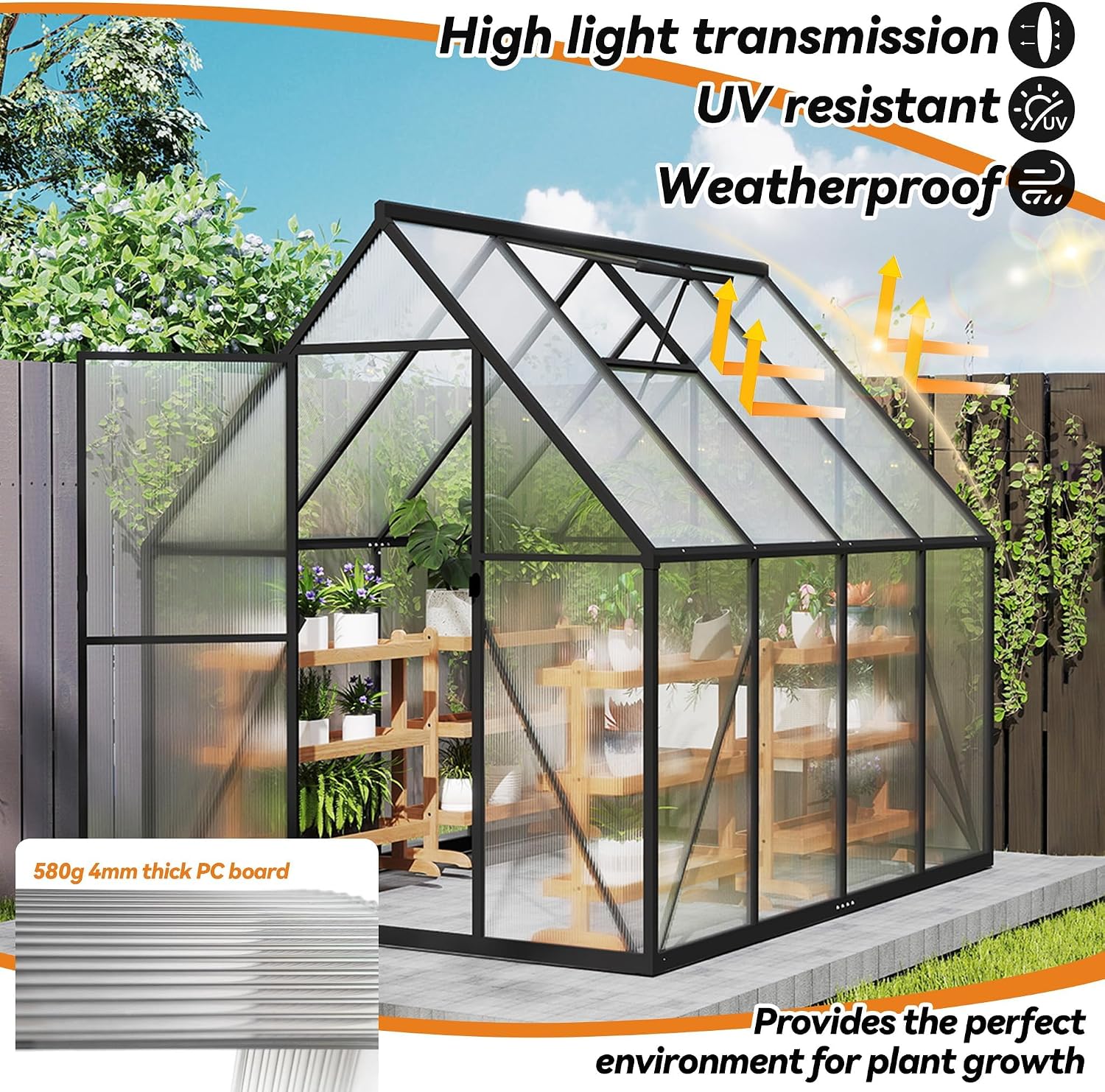 Detalle de LZQ-(HAG9106A+HAG9107B) aluminium broeikas 230 x 180 x 195 cm