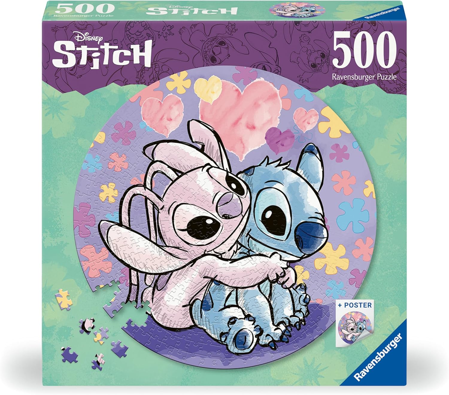 Detalle de Ravensburger Puzzle Stitch 500 pièces — Puzzle Rond 52 cm (Disney Stitch)