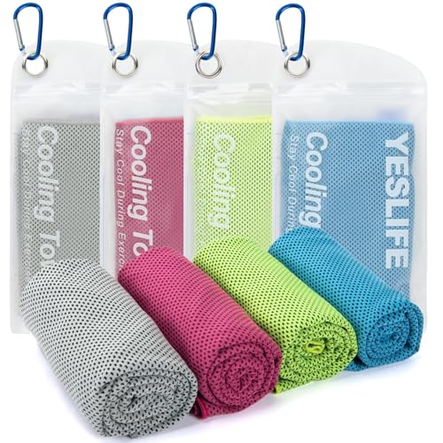 Detalle de YESLIFE Cooling Towels, 4-Pack 40"x12", Multicolor Set A