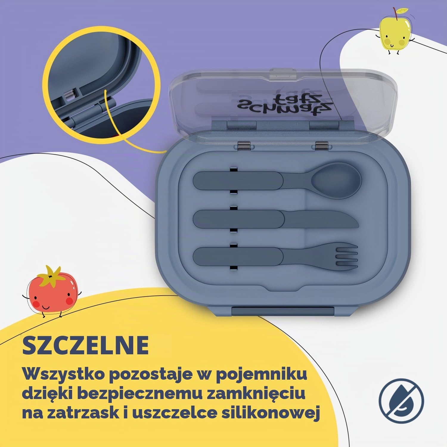 Detalle de schmatzfatz pudełko śniadaniowe Bento Box dla dzieci, 3 przegrody i sztućce