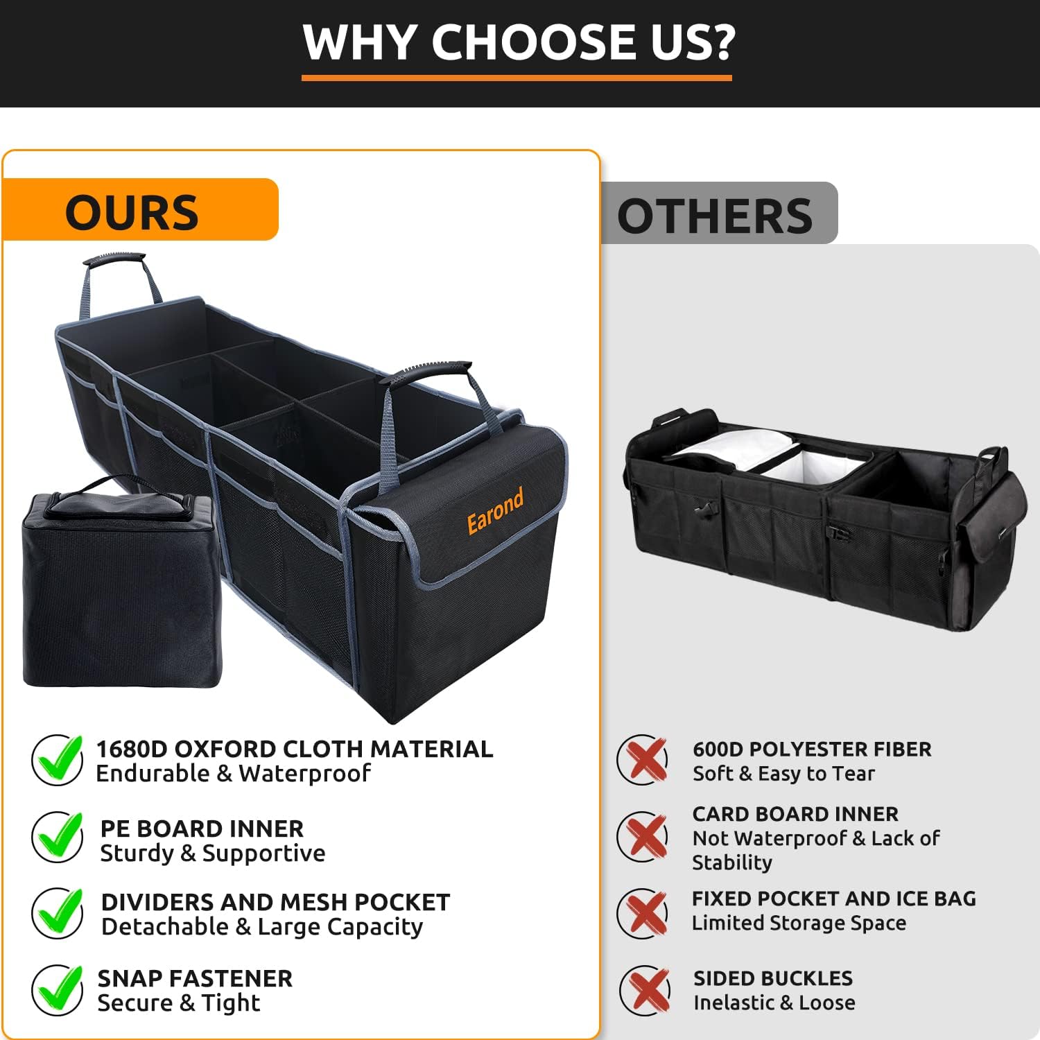Thumbnail 5 de EAROND Collapsible Trunk Organizer 3 Compartments