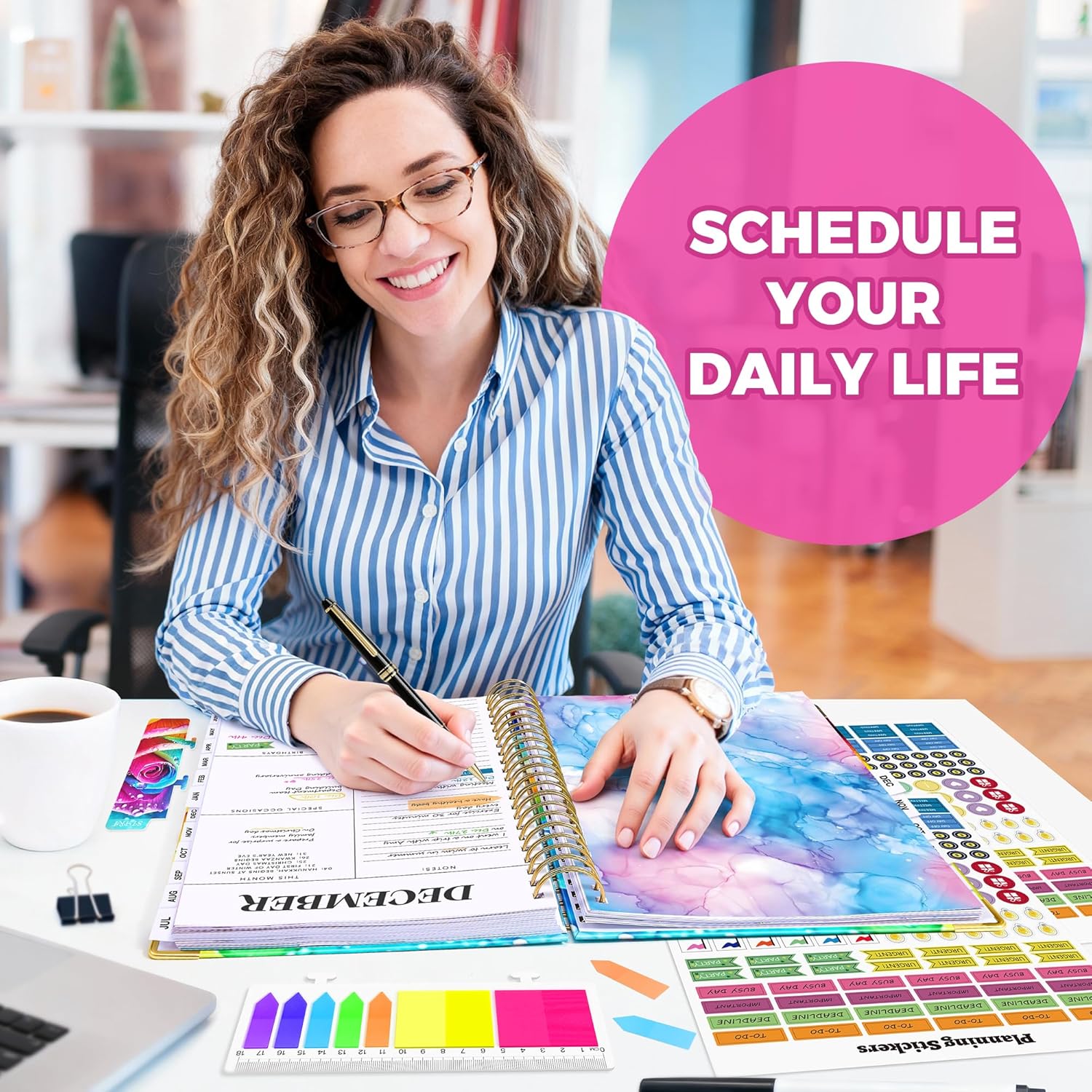 Detalle de montcool 2026-2027 Academic Planner, 18-Month Hardcover Calendar with Tabs
