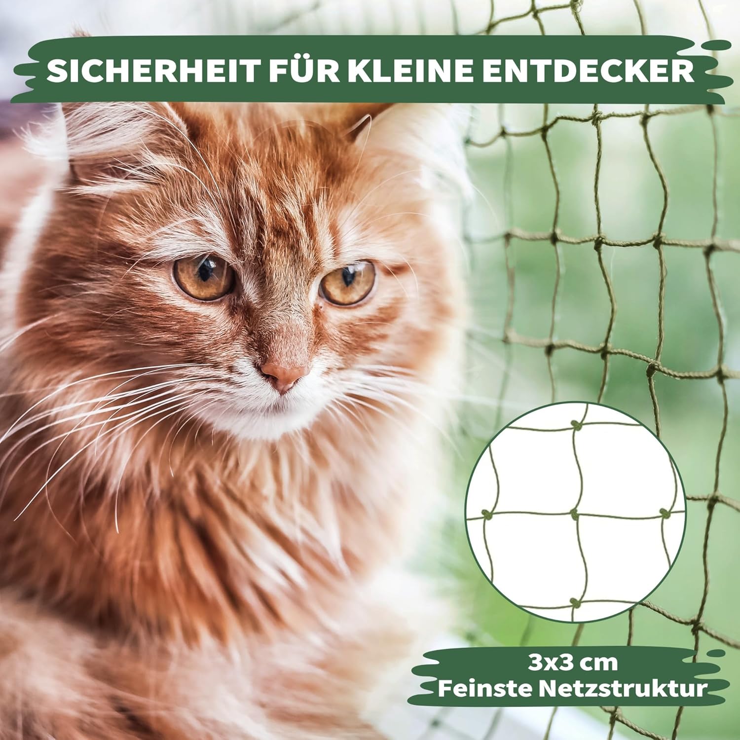 Thumbnail 1 de WOOWOOD Katzennetz für Balkon (ohne Bohren) – drahtverstärkt, wetterfest, mit Klebehaken & Silikonkleber, 4x3 m