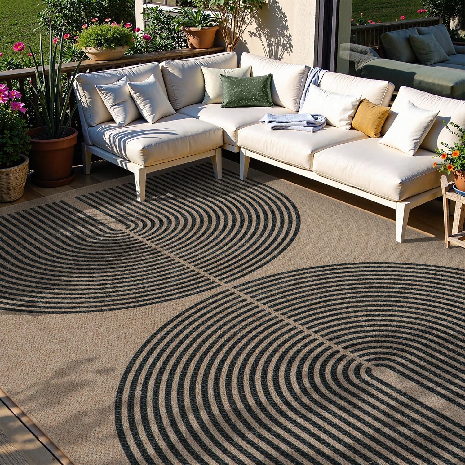 Thumbnail 1 de Lahome Enfys Modern Rainbow Easy Jute Carpet (8x10) – Indoor/Outdoor Non-Slip Rug