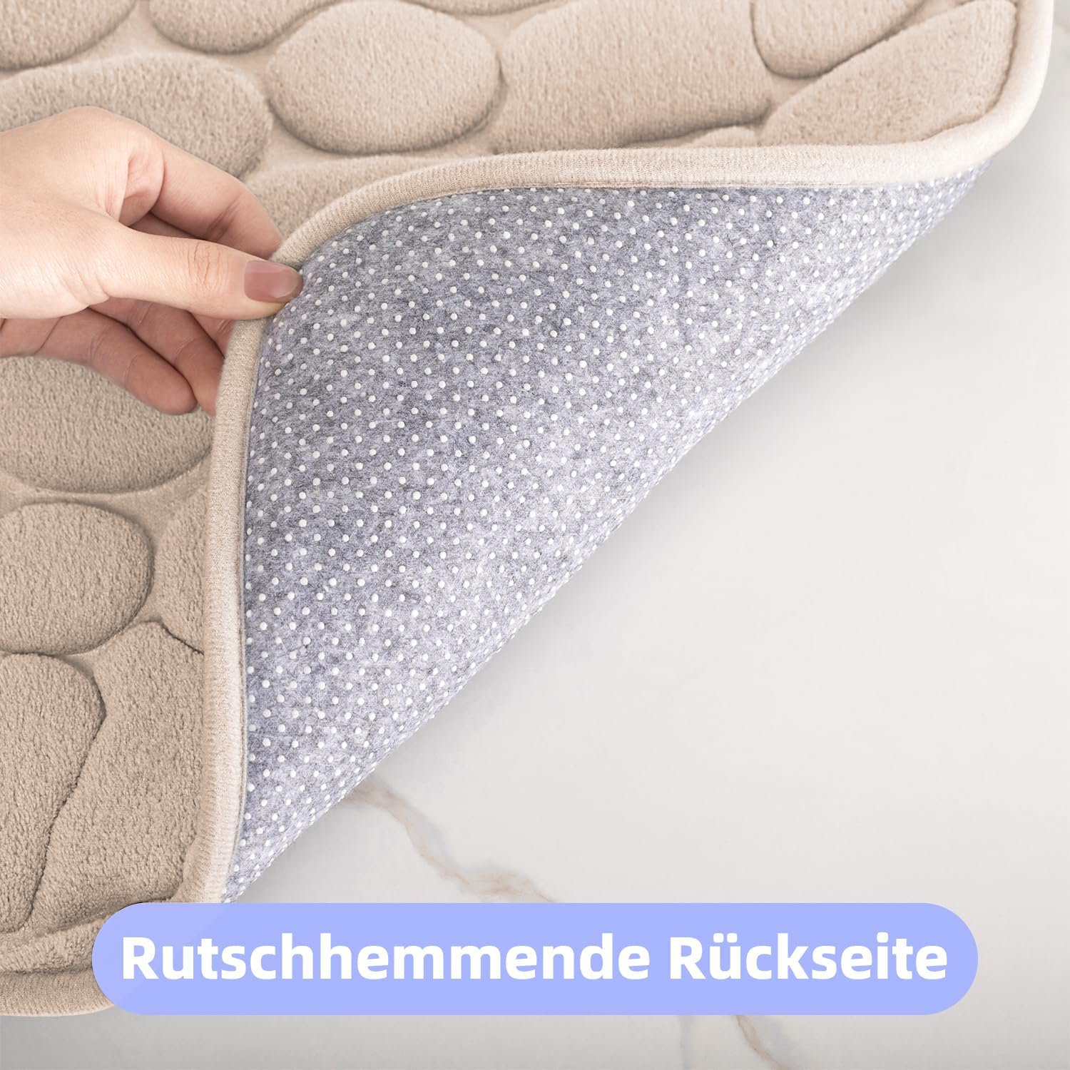 Thumbnail 3 de chakme Tapis de bain en mousse à mémoire de forme 50 x 80 cm beige