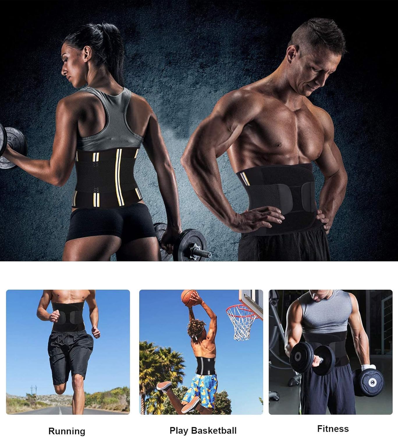 Detalle 2 de CHUMIAN Fascia Addominale Dimagrante Uomo con Cintura Regolabile e Supporto Lombare in Neoprene