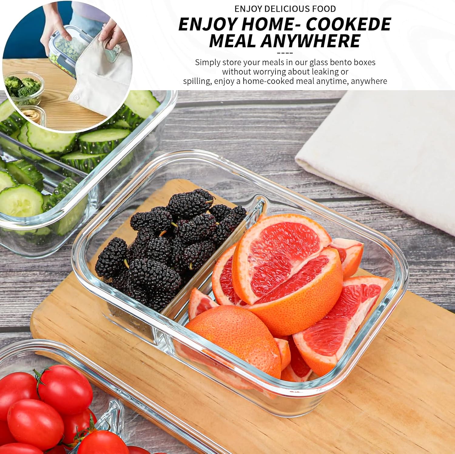 Detalle 2 de KOMUEE 30oz Meal Prep Containers 🍱