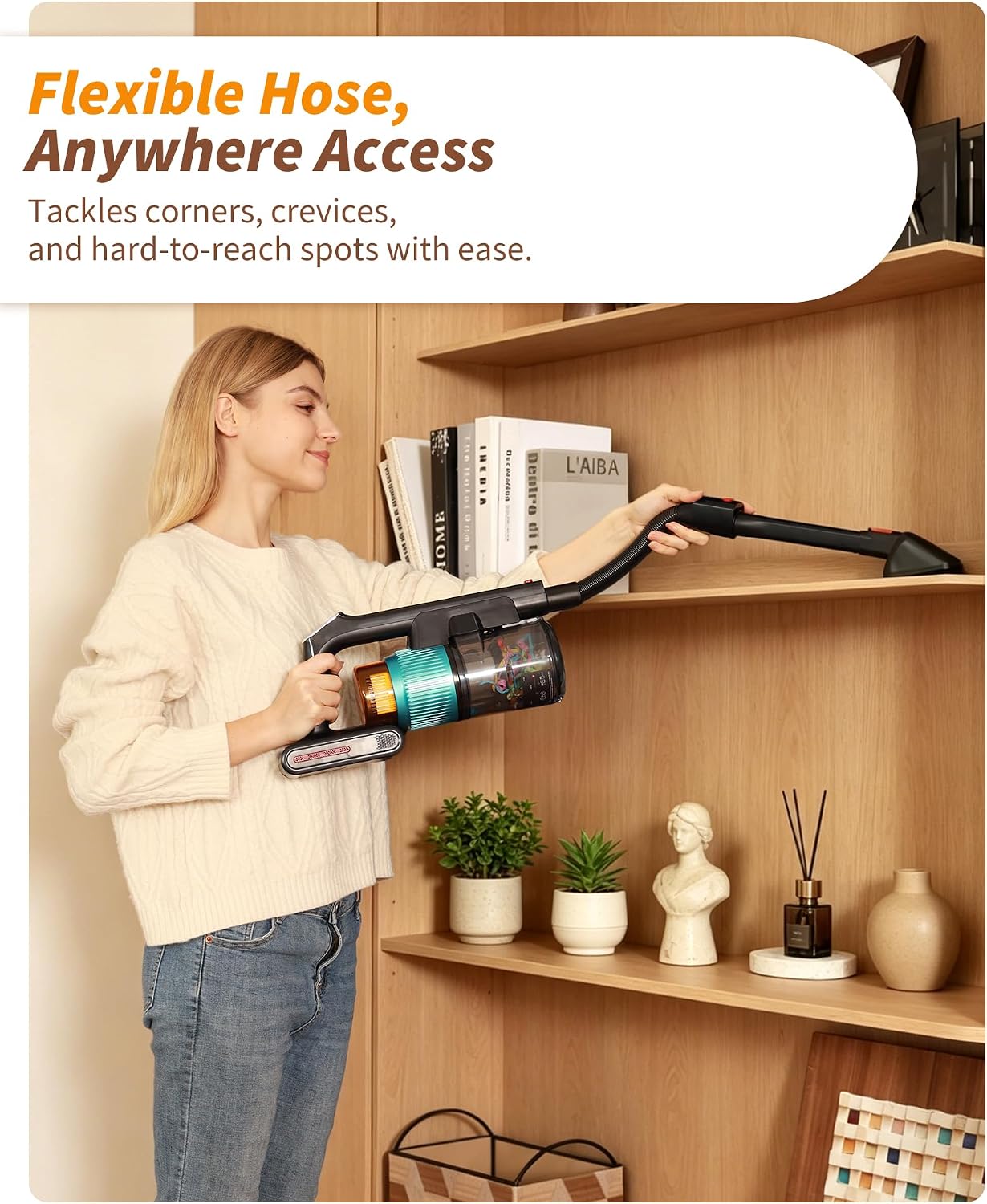 Detalle de Eleckeys Cordless Vacuum Cleaner, 650W: Lightweight, 65-Minute Runtime, 180° Foldable Wand