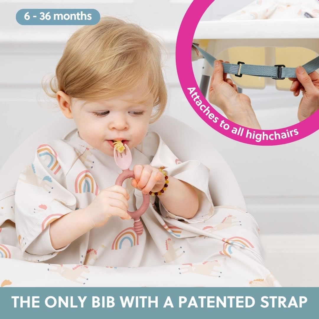Detalle de BIBaDO Short Sleeve Baby Bibs (6–36 Months): Coverall Weaning Bib for Messier Mealtimes