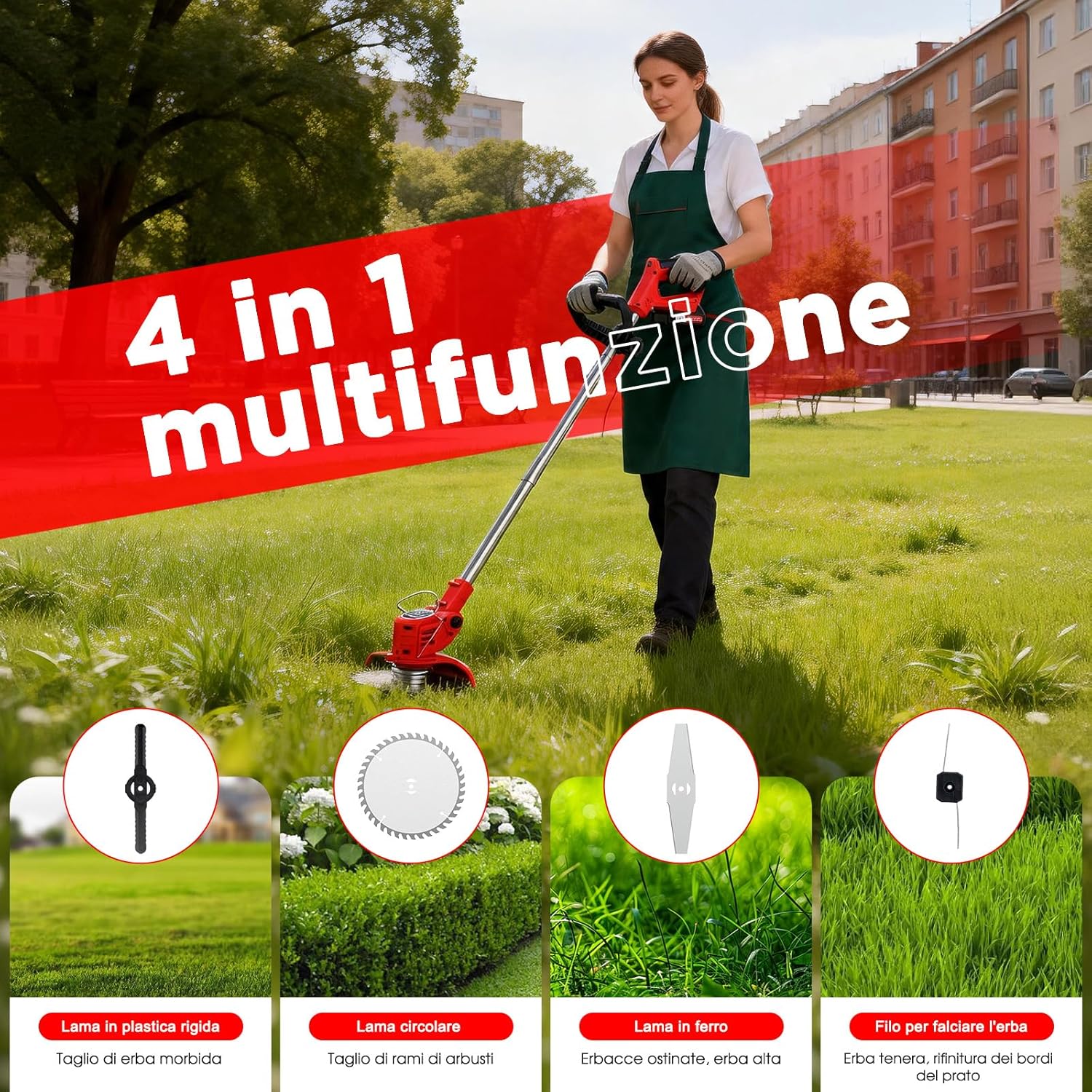 Thumbnail 2 de OUTIGO tosaerba a batteria con 2 batterie da 21 V e 4 lame, triplo pieghevole