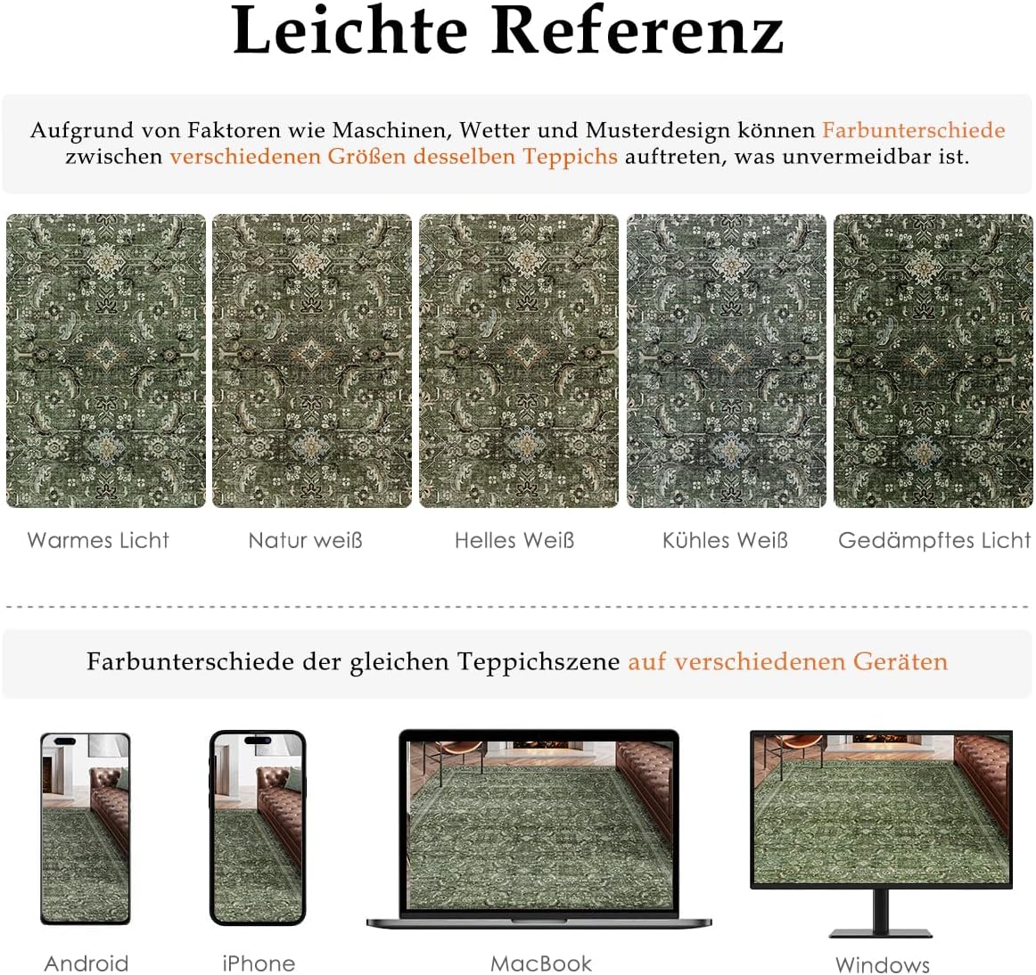 Detalle 2 de Vintage Grün Waschbarer Teppich für Wohnzimmer & mehr – Retro Rugs 120x170 cm, rutschfest und pflegeleicht