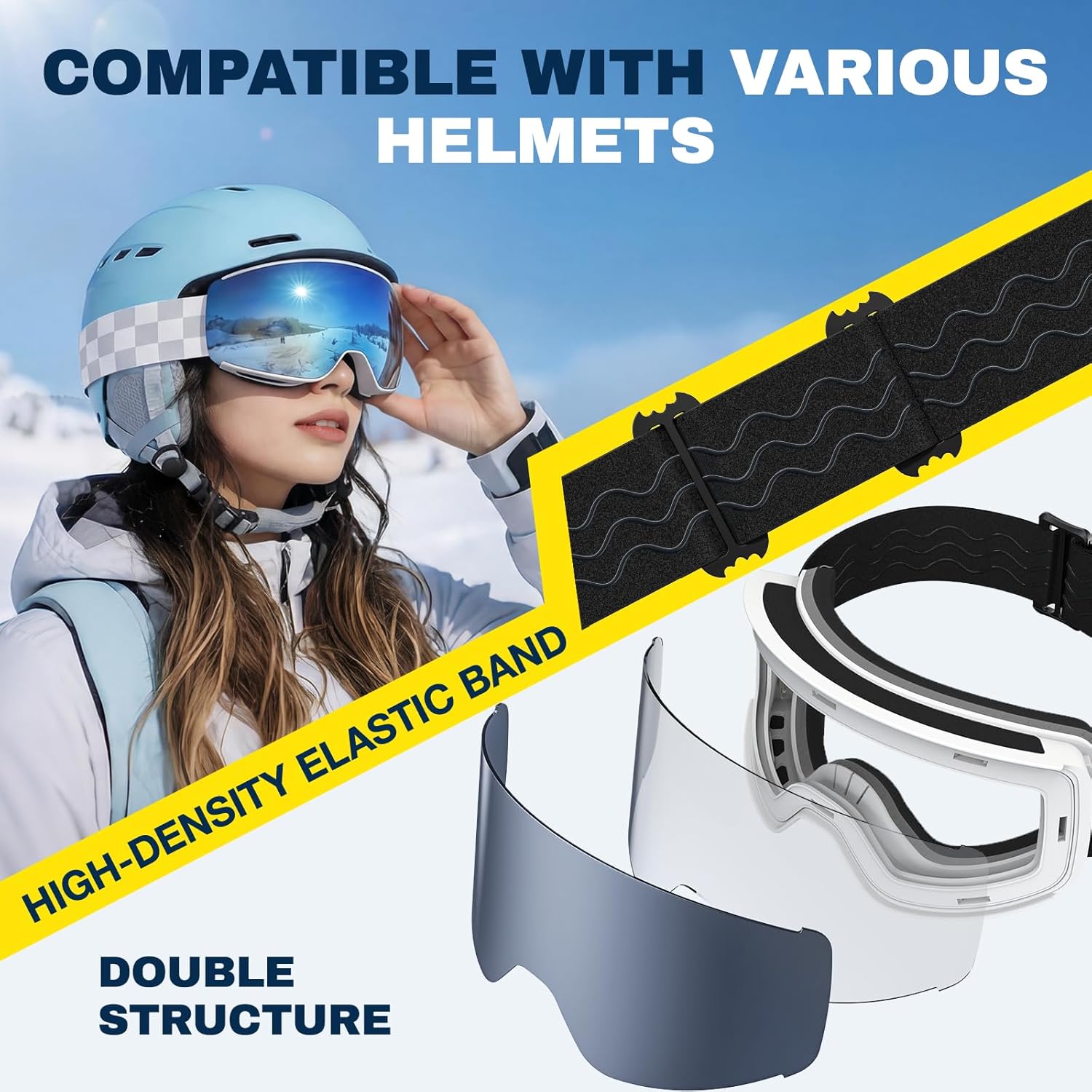 Thumbnail 2 de DOMOR Kit de Lunettes de Ski Magnétique avec 2 écrans détachables