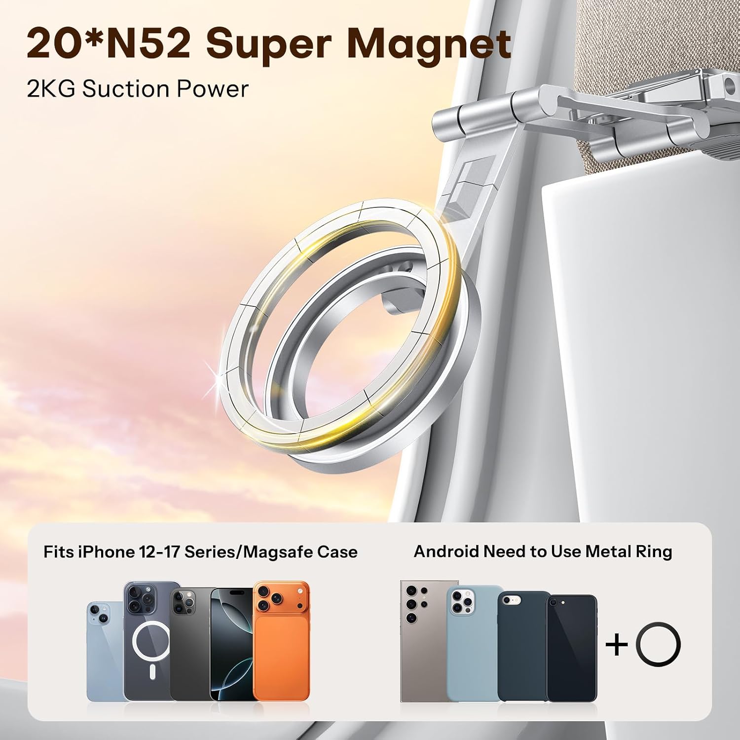 Detalle 2 de OMOTON 360° Rotating MagSafe Tripod Mount for iPhone