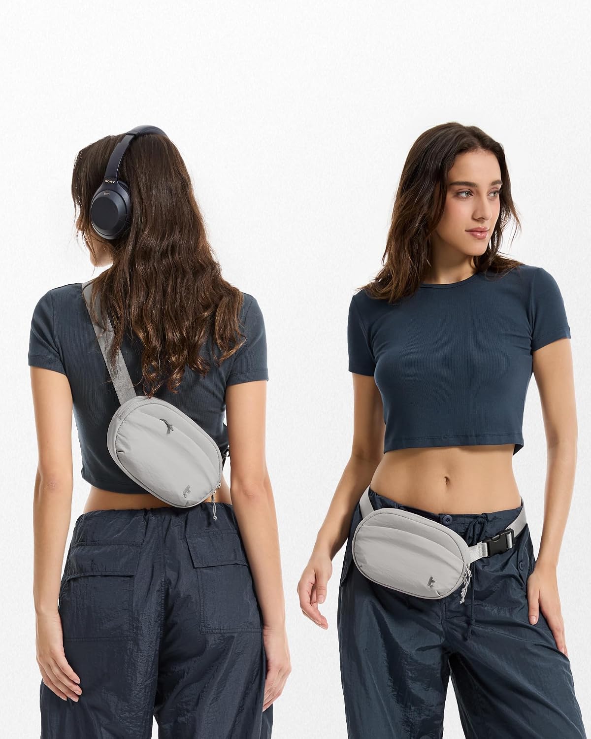 Detalle de tomtoc Marsupio da Donna con Protezione RFID 1,5 L – Grigio