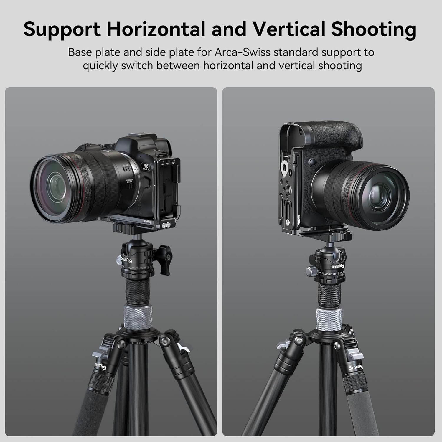 Detalle de SMALLRIG Quick Release L-Bracket 4160B für Canon R6 Mark II / R6 / R5 / R5 C – Arca-kompatible Kamera-L-Platte