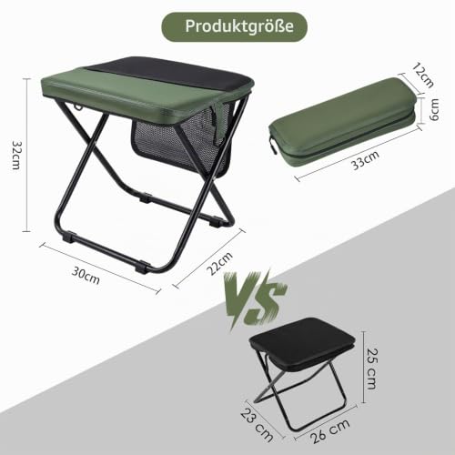 Detalle 2 de Klapphocker Faltbar für Camping von TranRantic – 33×27×32 cm, 0,68 kg, 120 kg Traglast