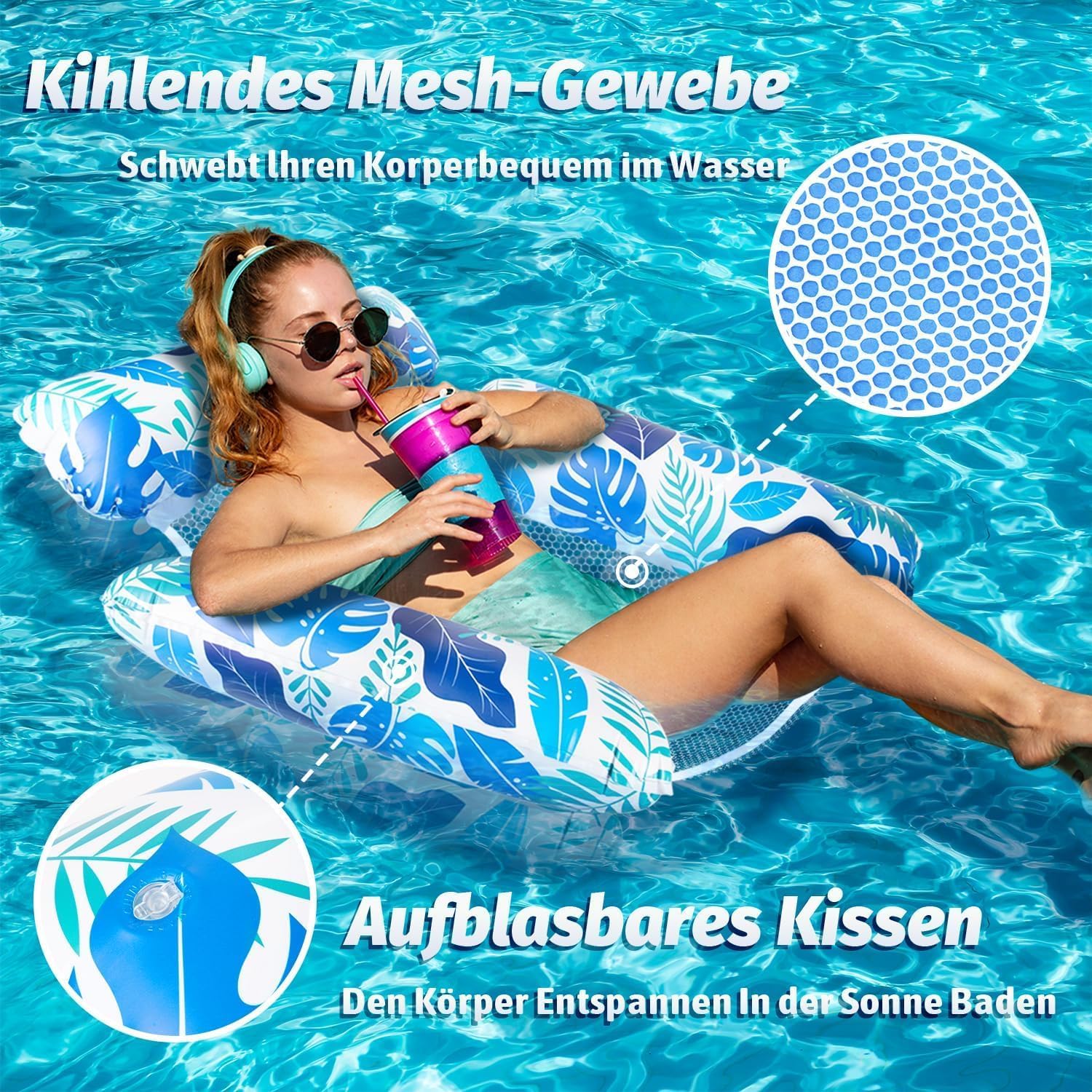 Thumbnail 1 de Alintor Luftmatratze Pool 4-in-1 Wasserhängematte (2 Stück)