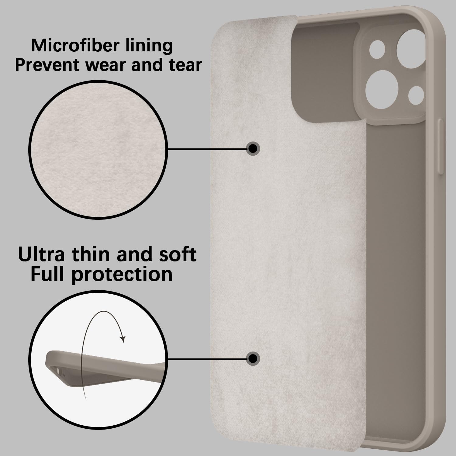 Thumbnail 3 de KPPIT Silicone Shockproof Case for iPhone 15 (6.1") in Titanium Gray