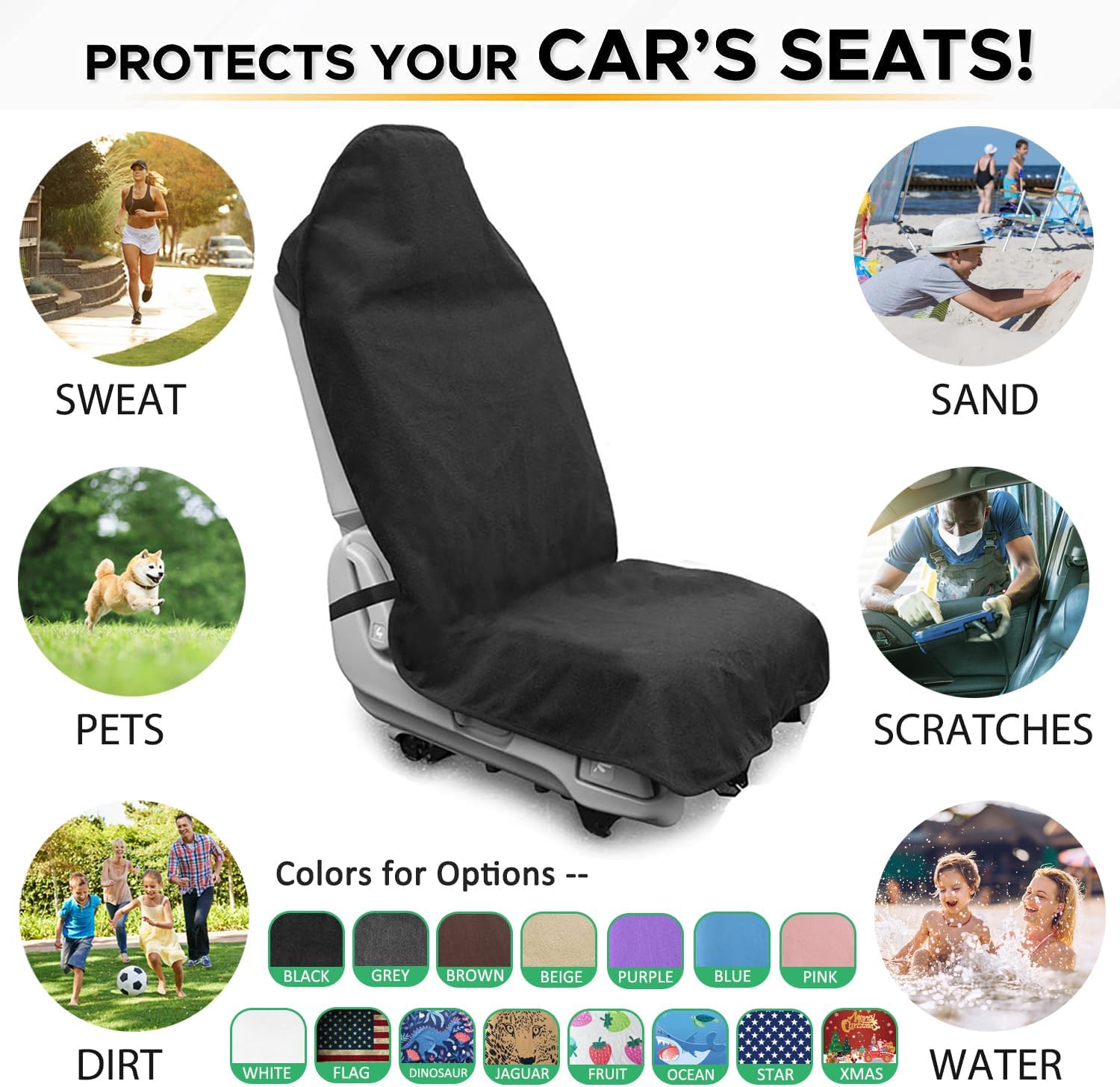 Thumbnail 5 de DECKALY Waterproof Car Seat Cover (Black) for Post-Workout Sweating, Universal Fit