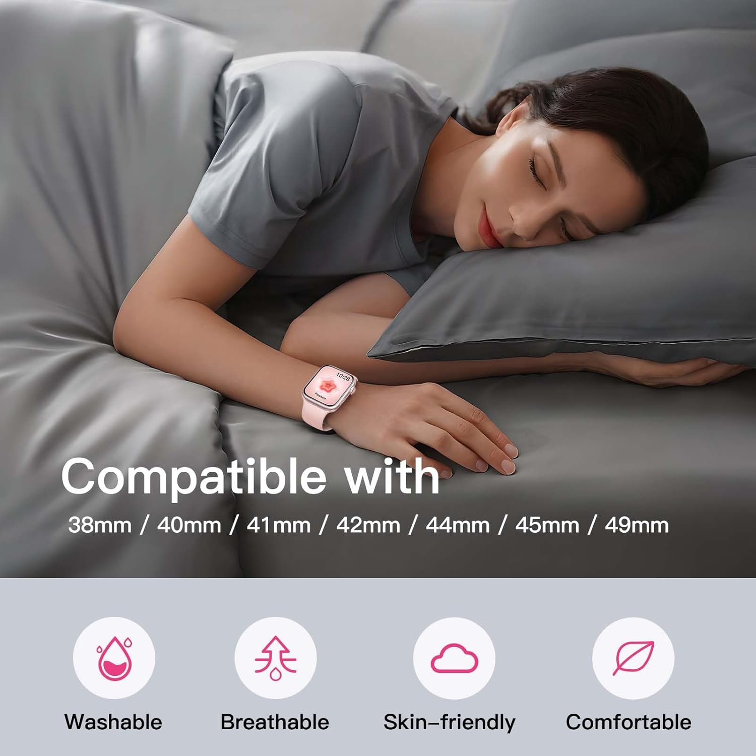 Thumbnail 3 de Yoohoo Soft Silicone Strap for Apple Watch (38–46/49mm) – Flexible, breathable sport band in Light Purple