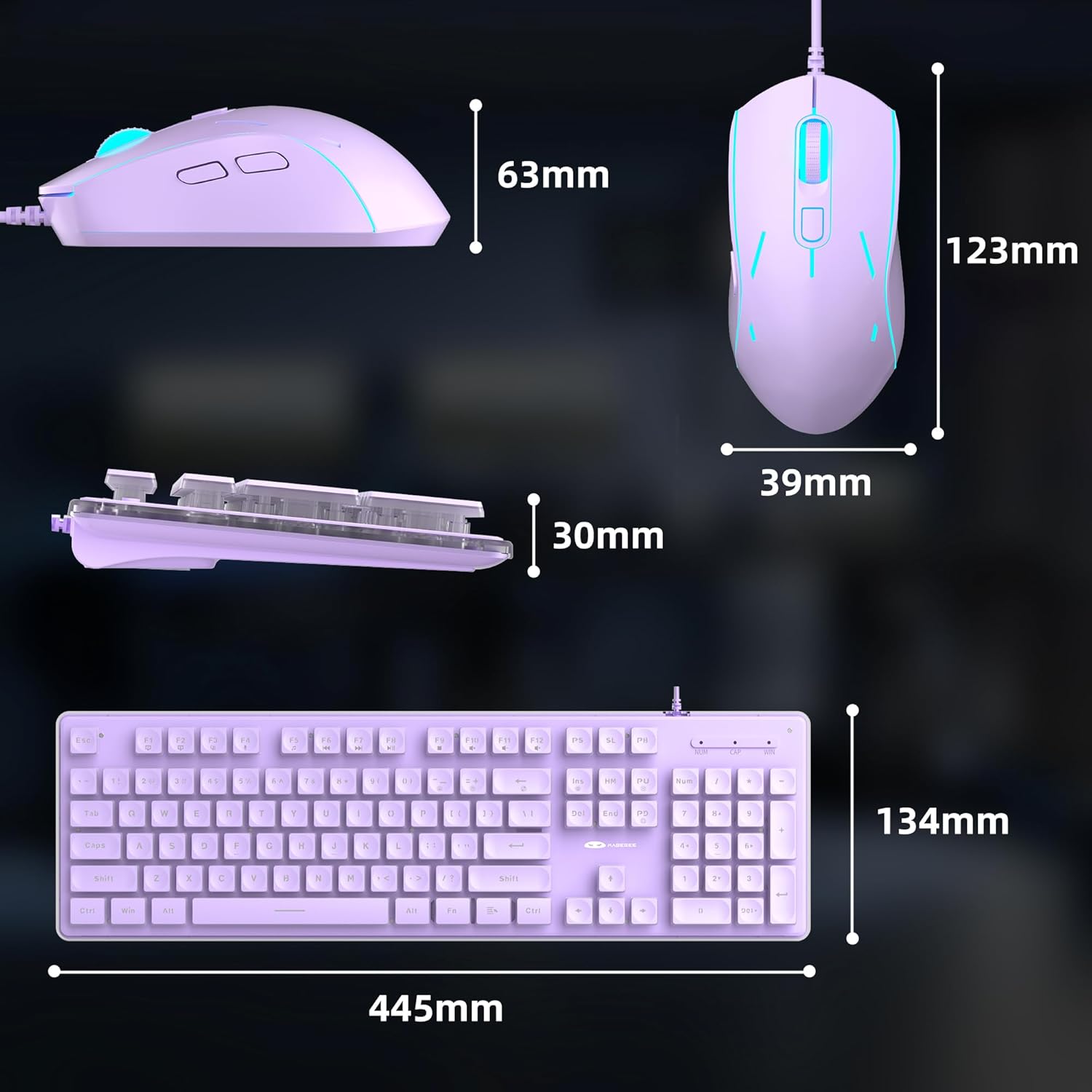 Thumbnail 4 de MageGee GK970 Purple Gaming Keyboard and Mouse Combo