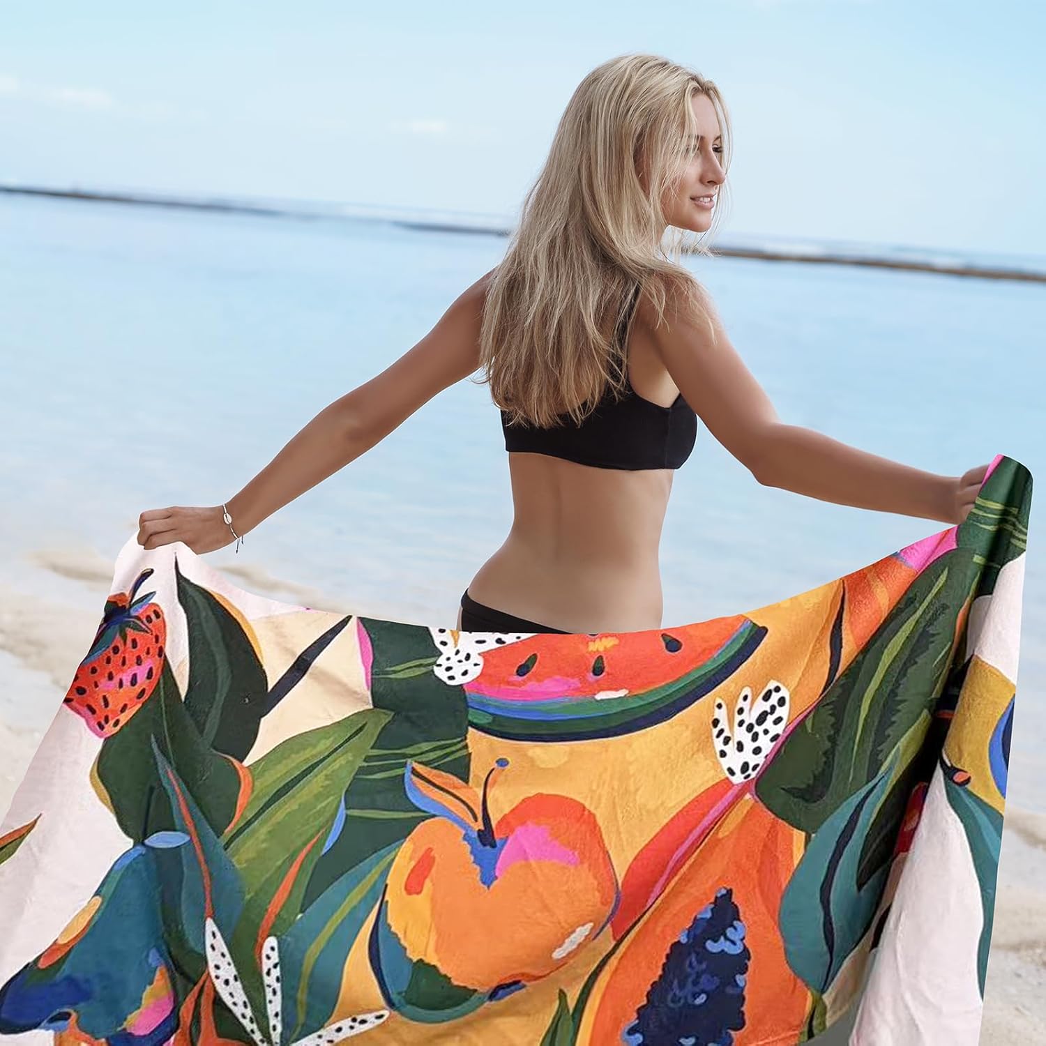 Thumbnail 1 de DJDEA Serviette de Plage Adulte 90x180 cm en Microfibre – Imprimé Fruits