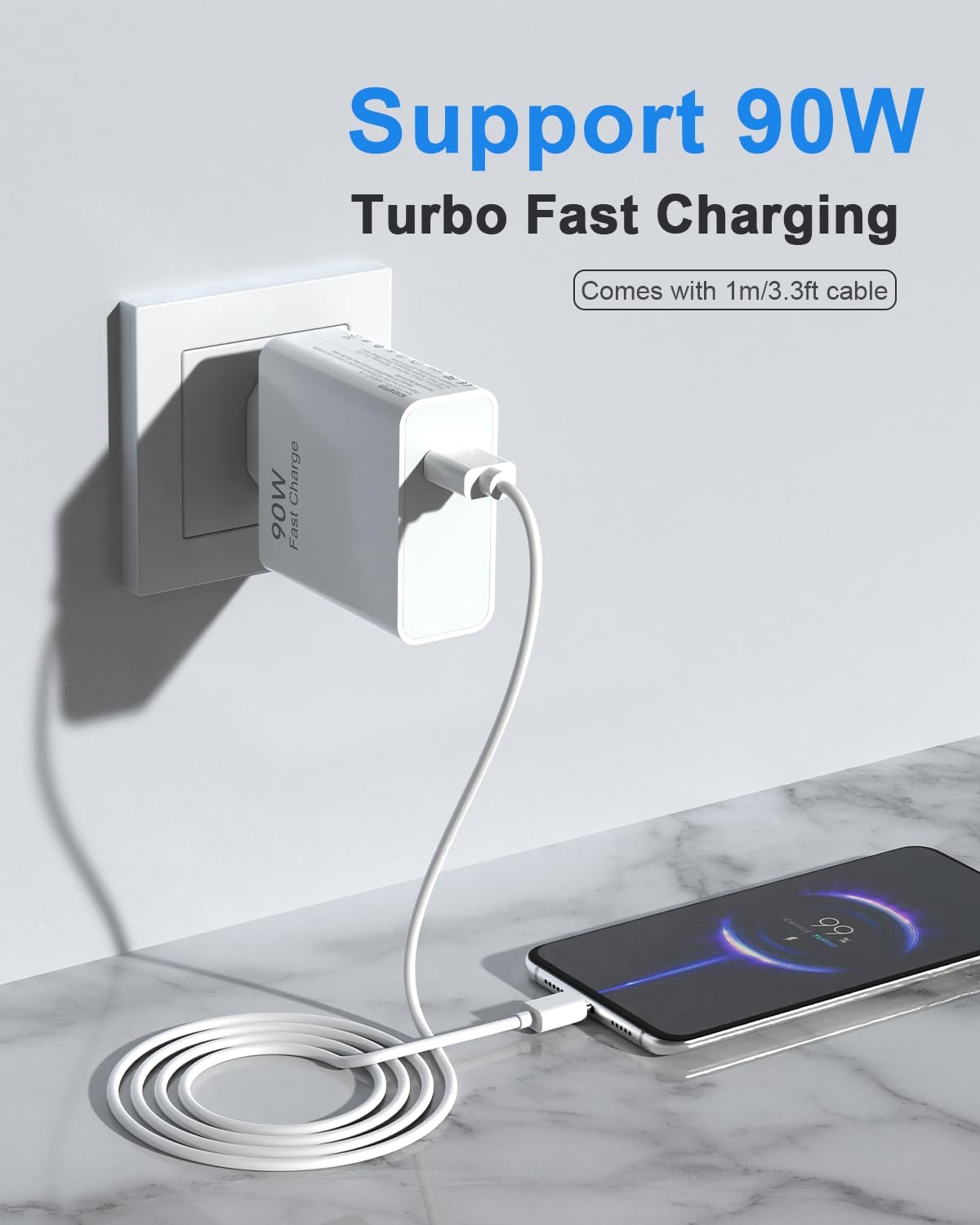 Detalle de Jippofu Caricabatterie USB-C 90W per Xiaomi Redmi e Poco – ricarica turbo affidabile