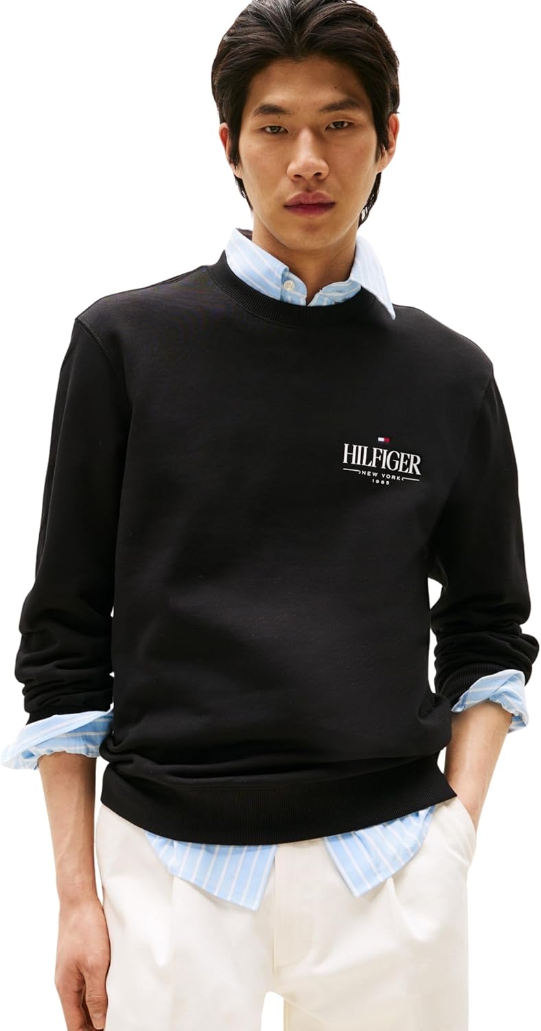 Detalle de Tommy Hilfiger Uomo Felpa Stacked Regular Fit in cotone 100%