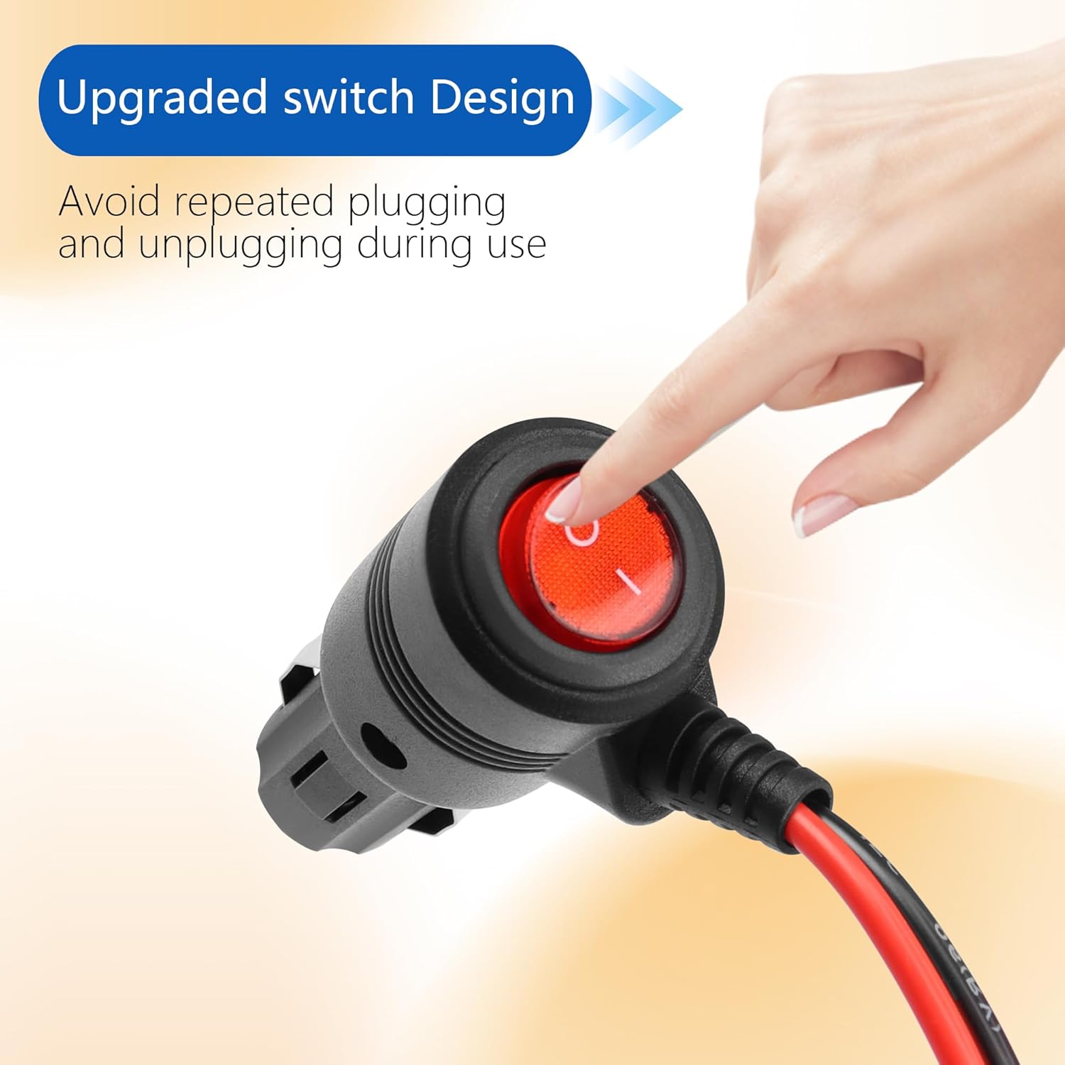Thumbnail 2 de GELRHONR 6.5ft SAE to Cigarette Lighter Plug with Switch, 12V/24V adapter extension cable (15A fuse)