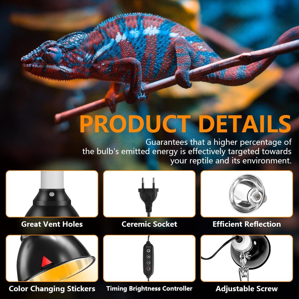 Thumbnail 2 de HOTUT Reptile Dome Terrarium: Aluminium Reflektorlampe mit E27 Fassung und 360° Clip