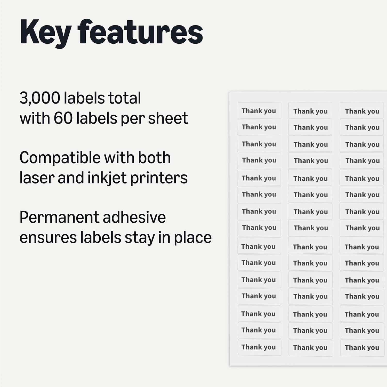 Thumbnail 1 de Amazon Basics Printable Address Labels 0.66 x 1.75 in (1.7 x 4.4 cm) – 3,000 Labels