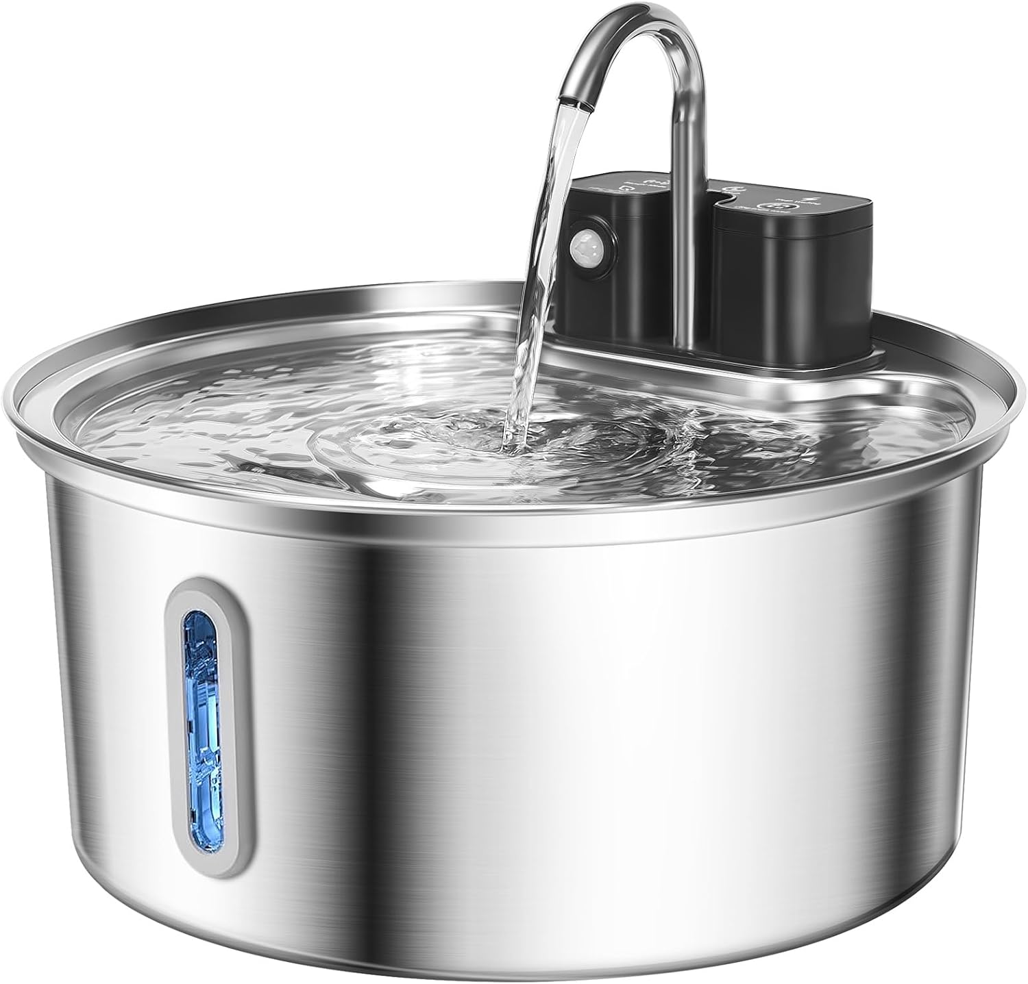 VinDox Katzenbrunnen Kabellos – Edelstahl Trinkbrunnen mit Bewegungssensor, 3 Wassermodi und 45 Tagen Akku (3,2 l Tank)