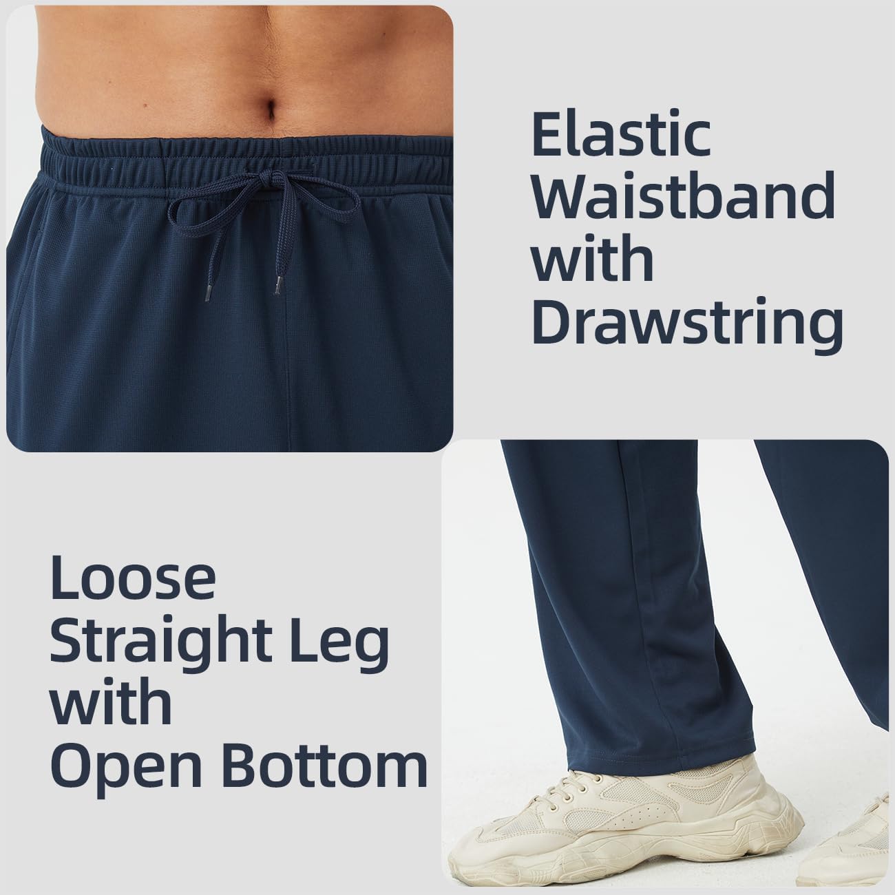 Detalle de DWUGD'L Men's Lightweight Sweatpants, 3-Pack with Pockets and Open Bottom