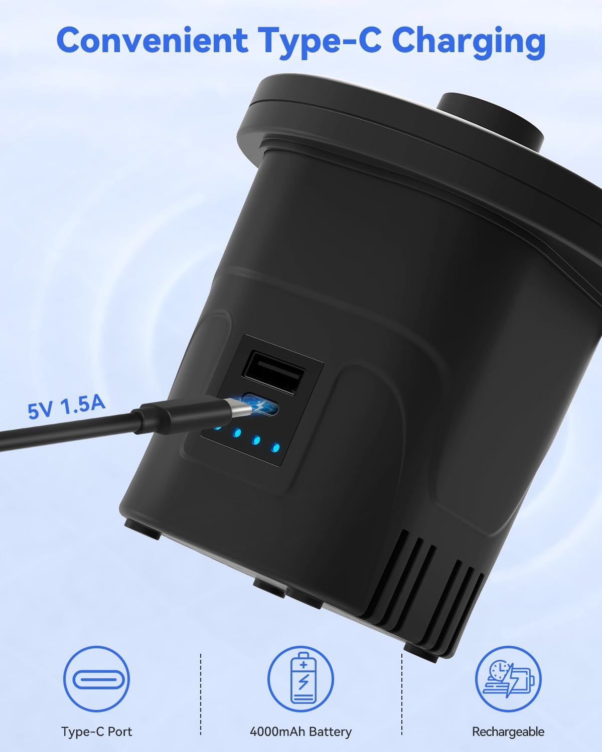 Thumbnail 4 de Dr.meter Air Pump for Inflatables — Cordless 4000mAh Rechargeable 2-in-1 Inflator/Deflator