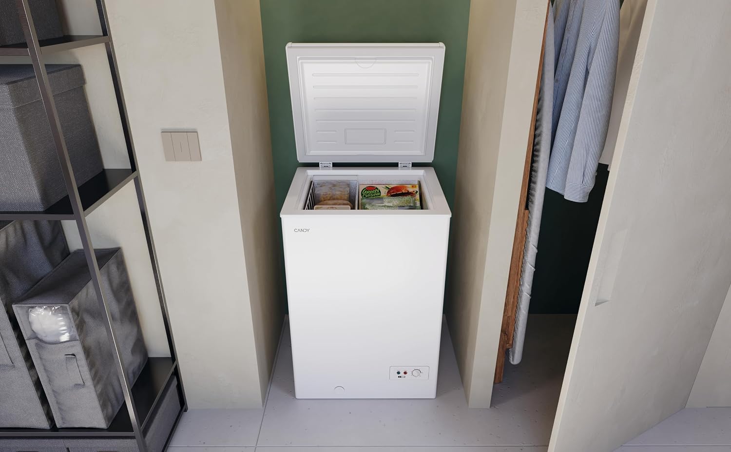 Detalle 2 de Congelador arcón horizontal Candy CCHH 100E de 97 L (blanco), tecnología estática y control electrónico