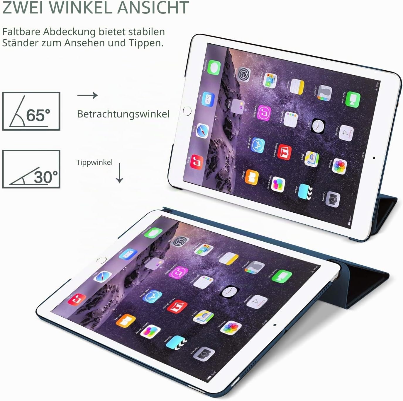 Detalle de ProCase Hülle für iPad Air 2 (2014) – Navy, Leichte Standhülle mit transparenter Rückseite