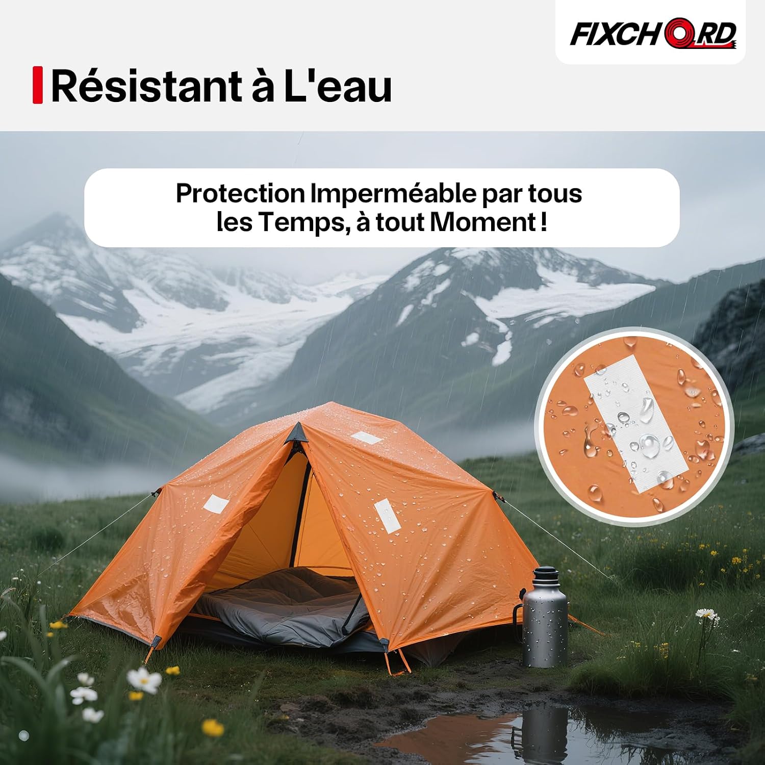 Thumbnail 3 de FIXCHORD Ruban Adhésif Toilé 25 mm × 50 m — Duct Tape extra fort, imperméable