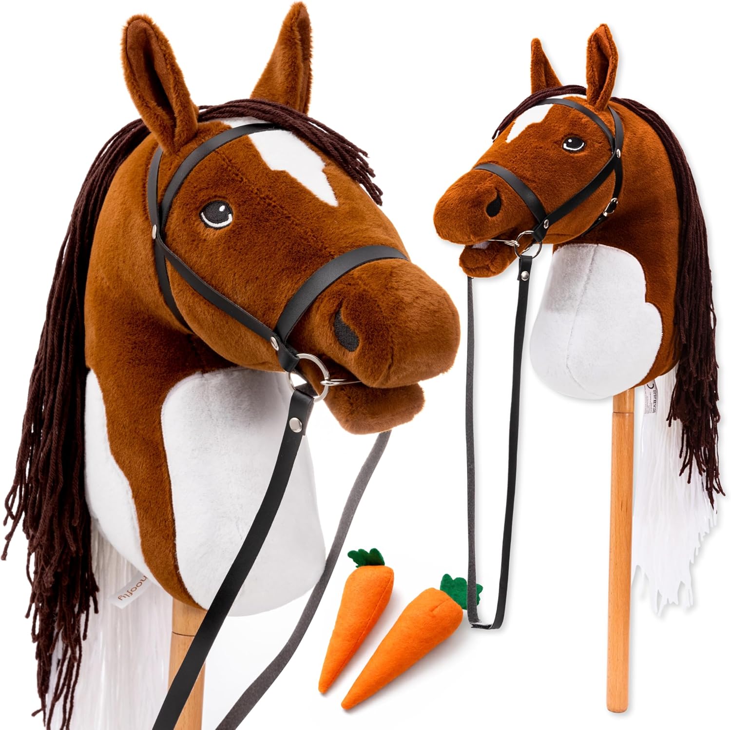 Detalle de Hoofly Hoof-05-BR Hobby Horse, bruin stokpaard met afneembare stok