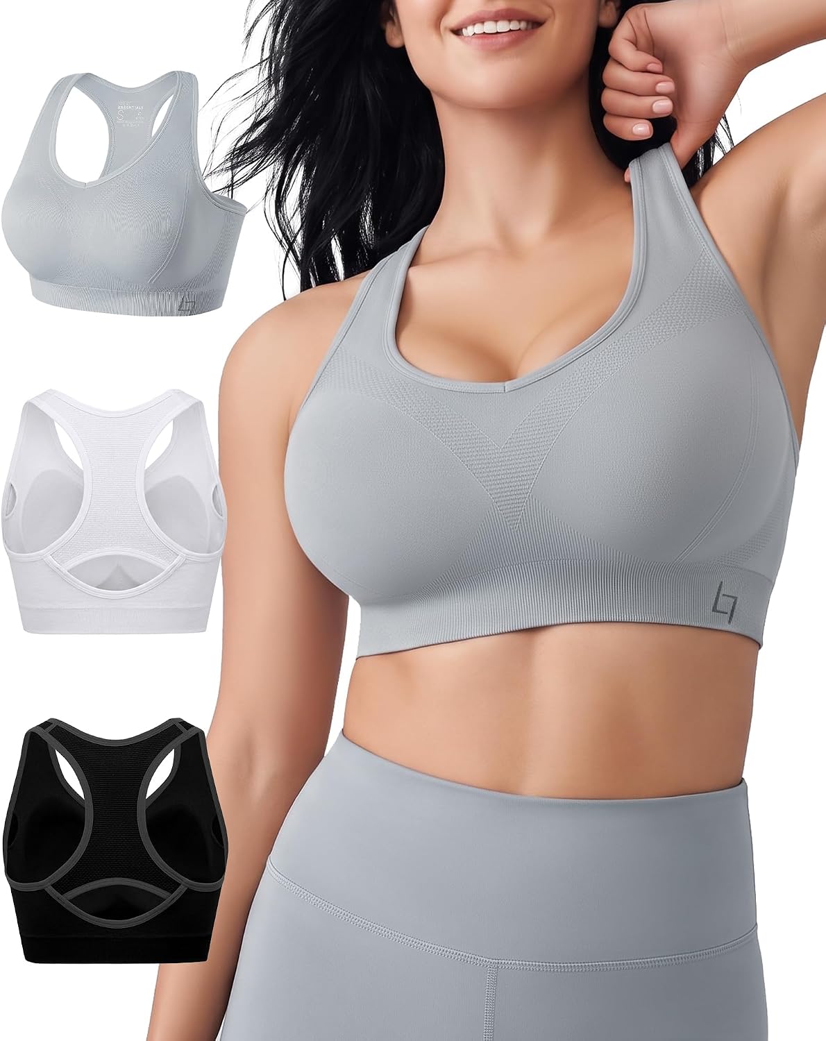Detalle de FITTIN Racerback Padded Sports Bra for Women: Seamless Support for Yoga, Gym, and Active Lifestyles