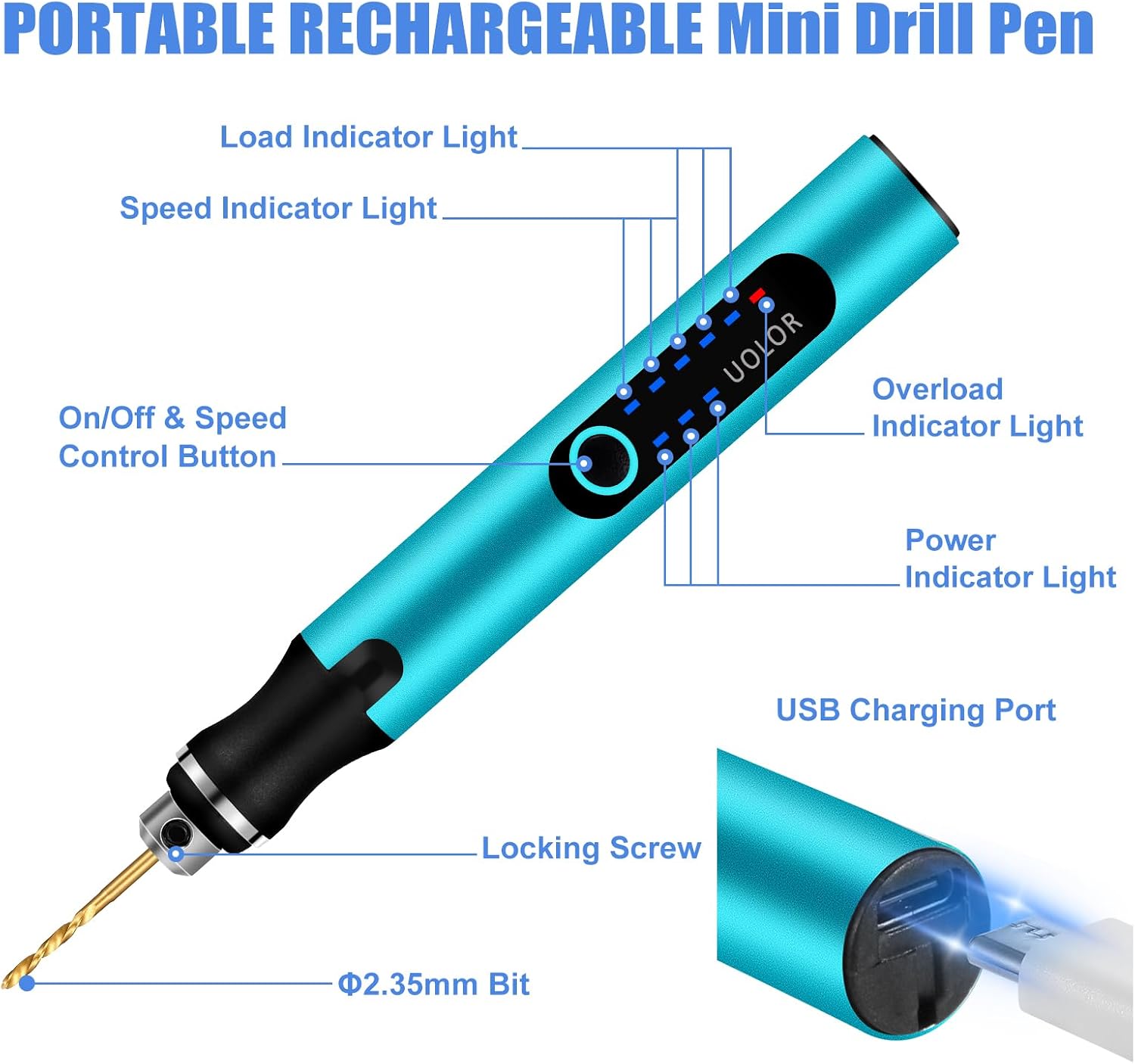 Thumbnail 5 de Uolor 3-Speed Cordless Mini Drill Pen 30 min