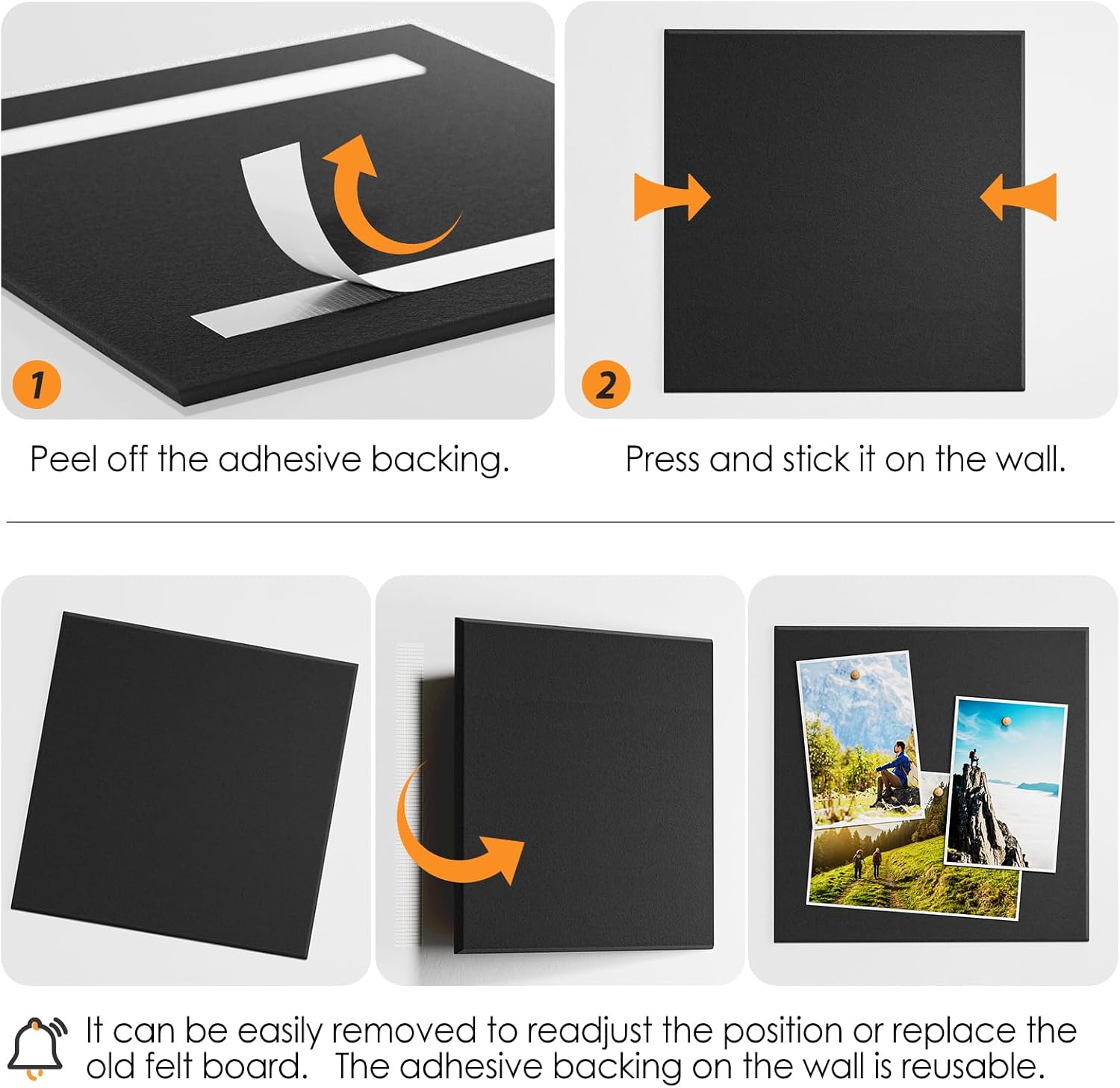 Thumbnail 4 de MaxGear 48" x 36" Felt Bulletin Board, Black 12-Pack Wall Tiles