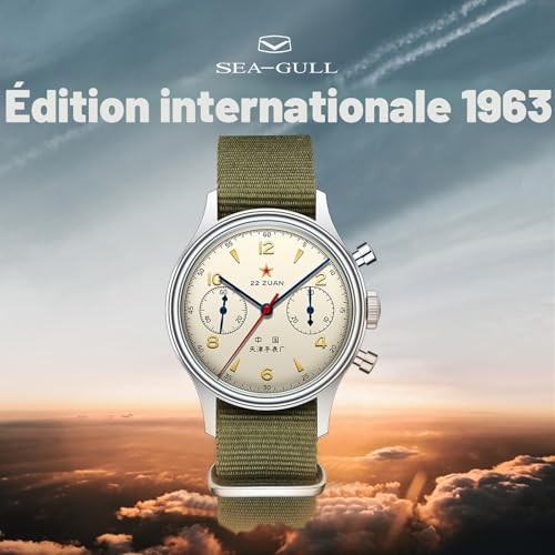 Thumbnail 8 de Seagull 1963 International Edition - Montre pilote chronographe ST1901, 37,4 mm, remontage manuel