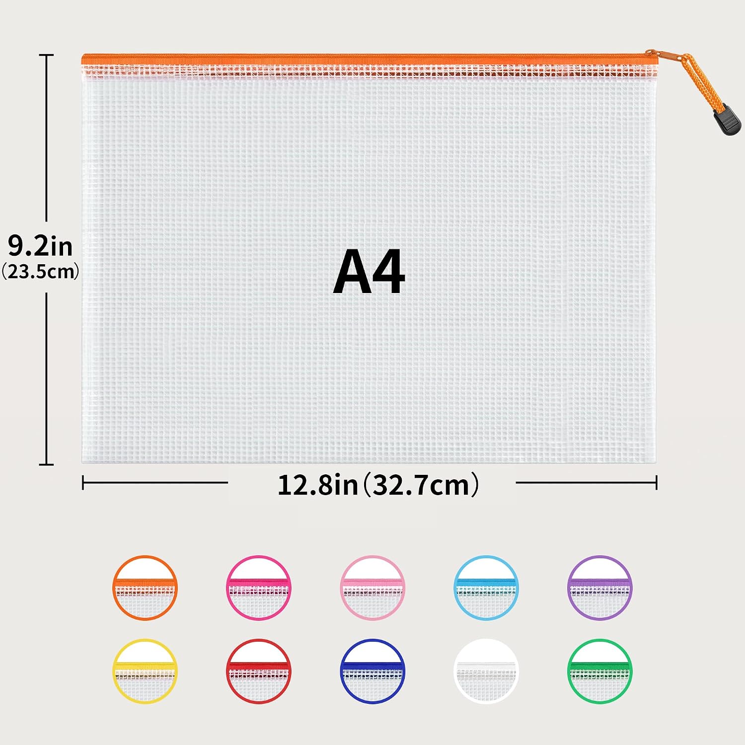 Detalle 2 de JARLINK OP721C30 A4 Zipper Pouches, 30-Pack, 10 Colors, Water-Resistant PVC